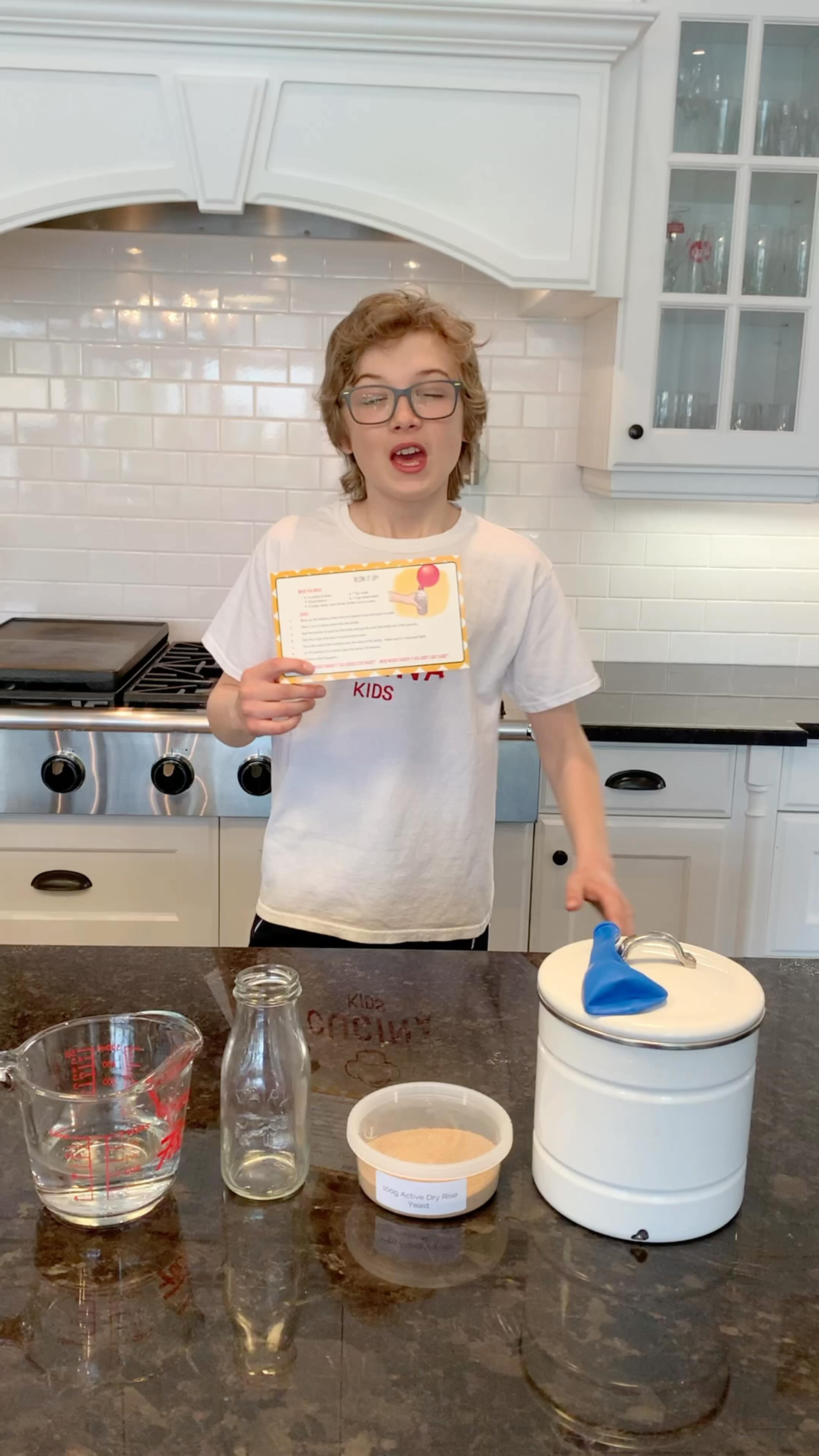 Kitchen Classroom 🎓✏️back in session!
I’ve got a cool new CucinaKids kitchen lab experiment 🧪 from my spring 🌷box that I want to share with you.
The spring box was all about the various types of grains🌾. We made bagels 🥯 , focaccia and some really good mini vanilla 🧁 . Most of these recipes needed yeast so I thought I would do a cool experiment 🔬 about yeast!
❓❓❓❓❓❓❓❓❓❓❓❓❓❓❓❓Did you know that yeast is actually a living organism? Cool huh! It becomes active when warm water is added to it and when the yeast eats sugar it releases a gas called carbon dioxide. The process of yeast reacting with sugar and warm water is called fermentation.
We all know that there are ‘holes’ in bread, but how are they made?
🥖When bread is made, the yeast spreads out in the flour.
🥖Each bit of yeast makes tiny gas bubbles and that puts millions of bubbles or holes in the bread before it’s baked.
🥖When the bread gets baked in the oven, the yeast dies and leave all those bubbles or holes in the bread.
😎Cool!
I hope that you try this experiment at home and see how the yeast created carbon dioxide which blows up our balloon 🎈 .
Let me know how it worked for you!
👨🍳Matteo
#cucinakids #cucinakidscook #kidsscience #stemeducation #kitchenclassroom #yeast #kidsscienceexperiments #experimentsinthekitchen #homeschool #homeschooling #stemeducationforkids #stemactivities