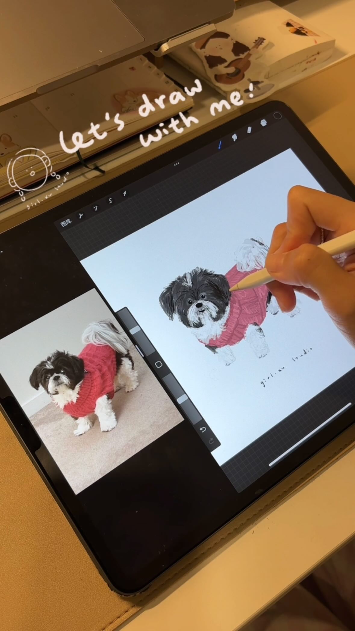 Let’s draw with me!
#girlxustudio #illustration #dog #drawing #doddle