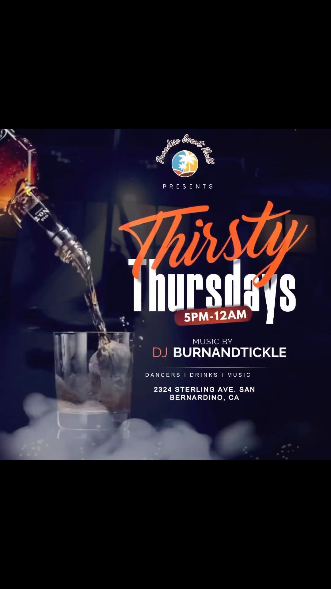 Thirsty Thursday’s at Paradise Event Hall!
🎉 Join us every Thursday night for Thirsty Thursday’s! 🎉
🕖 Time: 5 PM - Until
📍 Location: 2324 Sterling Ave. San Bernardino, CA
🍹 Specials
🎶 Entertainment:
• Live DJ spinning the hottest tracks
• Fun games and contests with exciting prizes
📸 Social Media Contest:
• Snap a photo and tag us on Instagram @paradise_event_hall for a chance to win a bar tab!
Gather your friends and kick off the weekend early with unbeatable drink specials and great vibes. See you there!