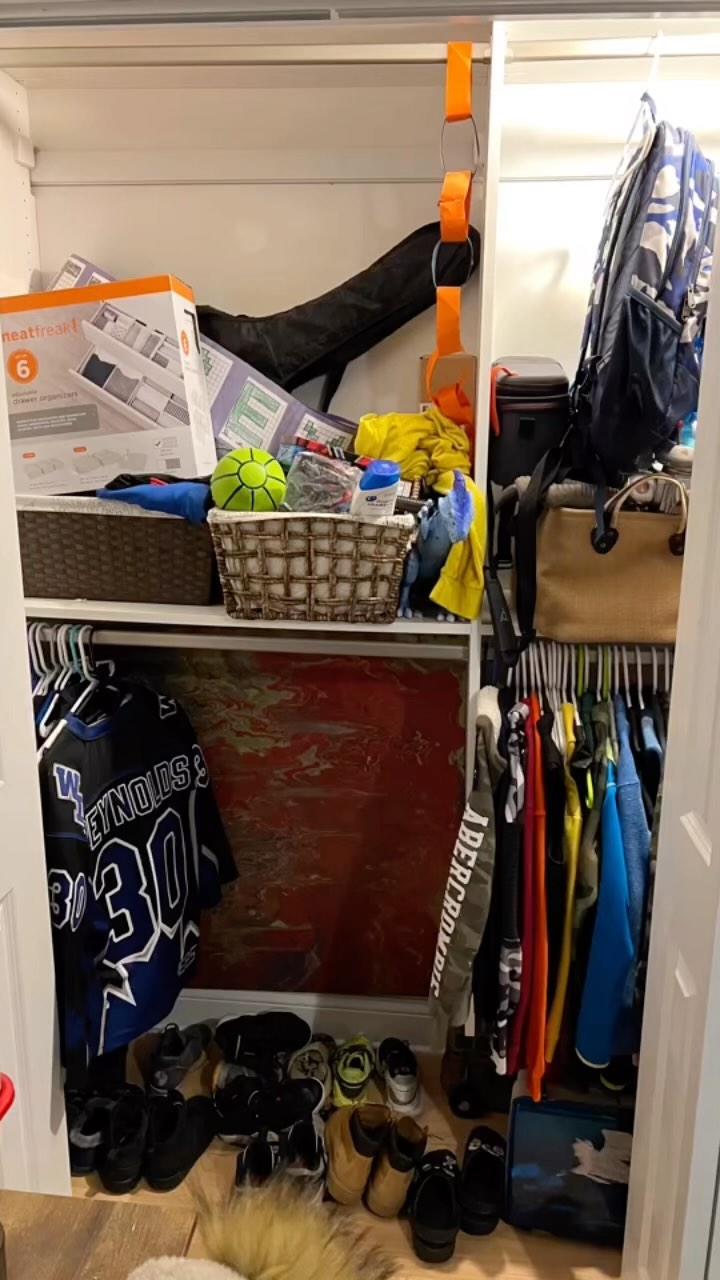 Before ➡️ After | Closets for a pair of brothers! Rearranged a few shelves, consolidated toys and clothing, weeding out what isn’t played with any more, and finished off with some 🌈 order! #organized #organization #homeorganization #professionalorganizing #professionalorganization #homeorganizer #organizedhome #organizedlife #organizeyourlife #declutter #clearspaceclearmind #innerpeace