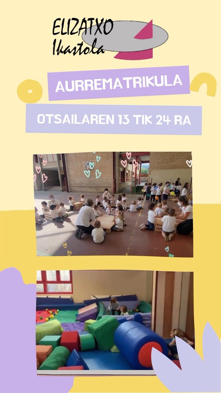 AURREMATRIKULA OTSAILAREN 13 tik 24ra. Etorkizun iturri, hori da garena, tantaka egiten den Ikastolarena!! 🎶🎶🎶🎶 Idatzi edo deitu : elizatxo@elizatxo.eus / 943899195 / 629393238