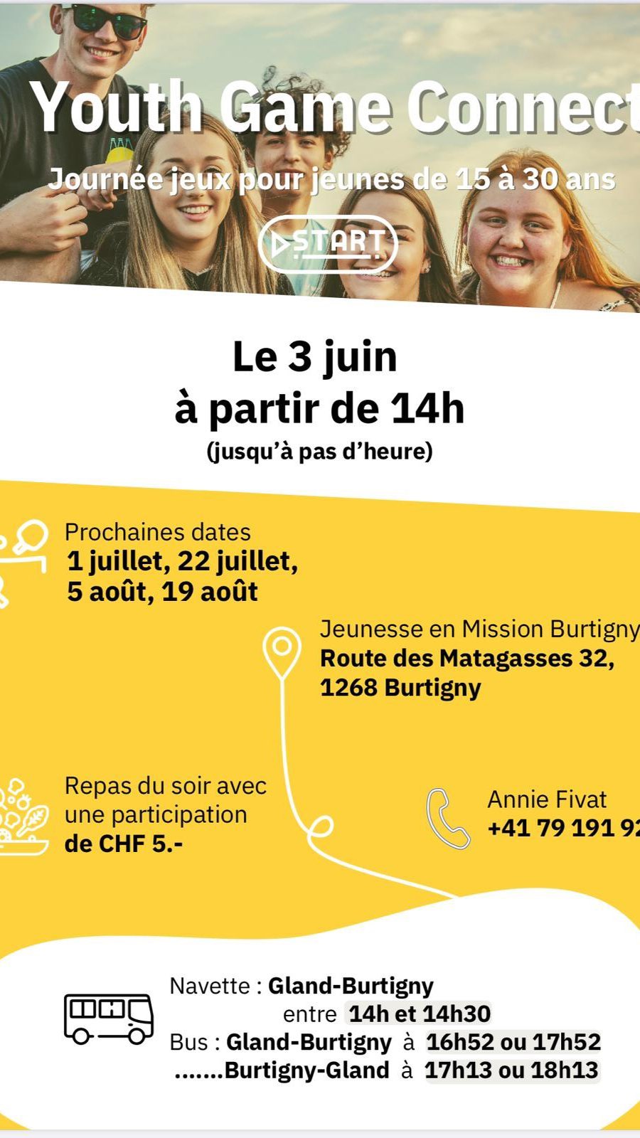 PRÉSENTER JEUNESSE EN PLEINE CŒUR⠀
⠀
Nous sommes heureux d’accueillir cette équipe naissante au sein de notre communauté. Elle rassemble des jeunes pour susciter une passion pour Dieu parmi les générations à venir. Ils souhaitent voir la jeunesse s’épanouir sur la terre comme elle le sera au ciel. ⠀
⠀
Des détails sur le prochain rassemblement seront bientôt disponibles !⠀
⠀
Passez un bon week-end ! ⠀
⠀
INTRODUCING WHOLEHEARTED YOUTH⠀
⠀
We are excited about this budding team in our community. They are gathering young people to ignite a passion for God among the upcoming generations. They long to see youth blossom on the earth as it will be in heaven. ⠀
⠀
Details about the next gathering coming soon!⠀
⠀
Have a great weekend!