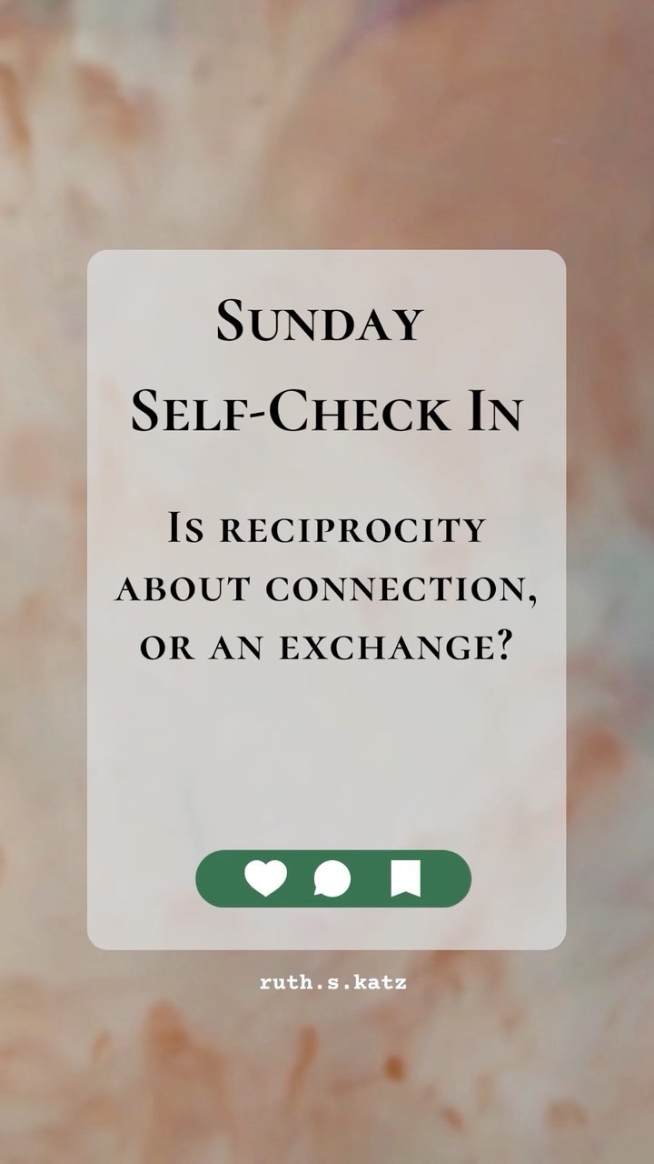 What are your thoughts on reciprocity?
On its face, reciprocity seems like a great way to foster close relationships and pay kindness forward in our interactions with others—but when we look at it more closely, it might not be what it seems.
If we're thinking about "repaying" favours and keeping score in our relationships, are we really being kind, or are we just feeding into an exchange-based system that has a scarcity mindset?
🤔 Have you ever felt obligated to repay someone who did something nice for you?
🤔 Do you think that sometimes this is merely transactional behaviour?
Ruth (@ruth.s.katz)
#behavioranalysis #behaviormodification #communicationskills #attachmenttheory #relationaltrauma #obligation #obligations #reciprocity #soulgrowth #innerwisdom #knowyourself #raisingconsciousness #gowithin #universallaws #overcoming #newparadigm #protectyourpeace #criticalthinking #askyourself #consciousevolution #unlearning #genuinevibes #cognitivethinking #noselfsabotage #constructivethinking #nocodependency #giveandtake #lovethosewholoveyou