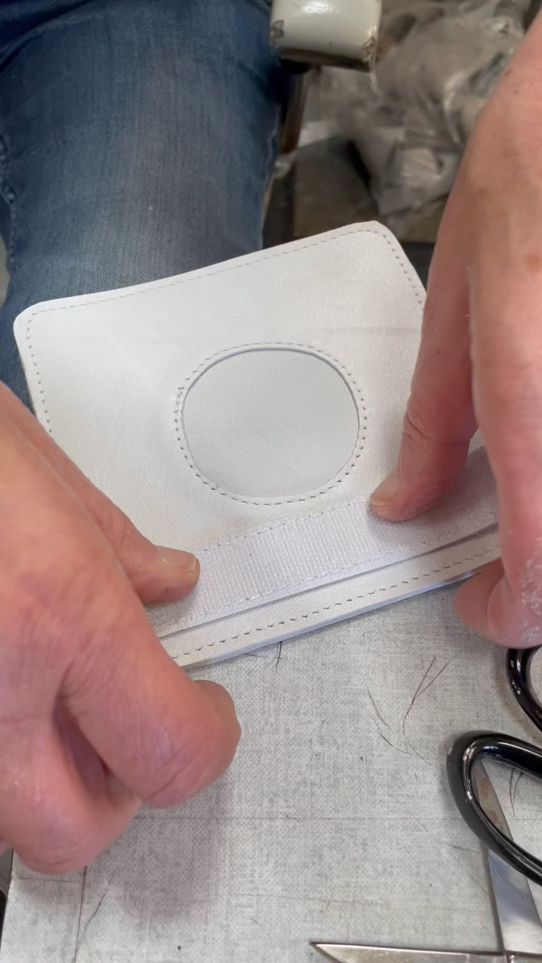 Knee shield #leatherwork #kneeshield #bespoke #chesterfield #sewing #manufacturing #manufacturer #peakdistrict #leathercraft #nhs #orthotics #orthoticsandprosthetics