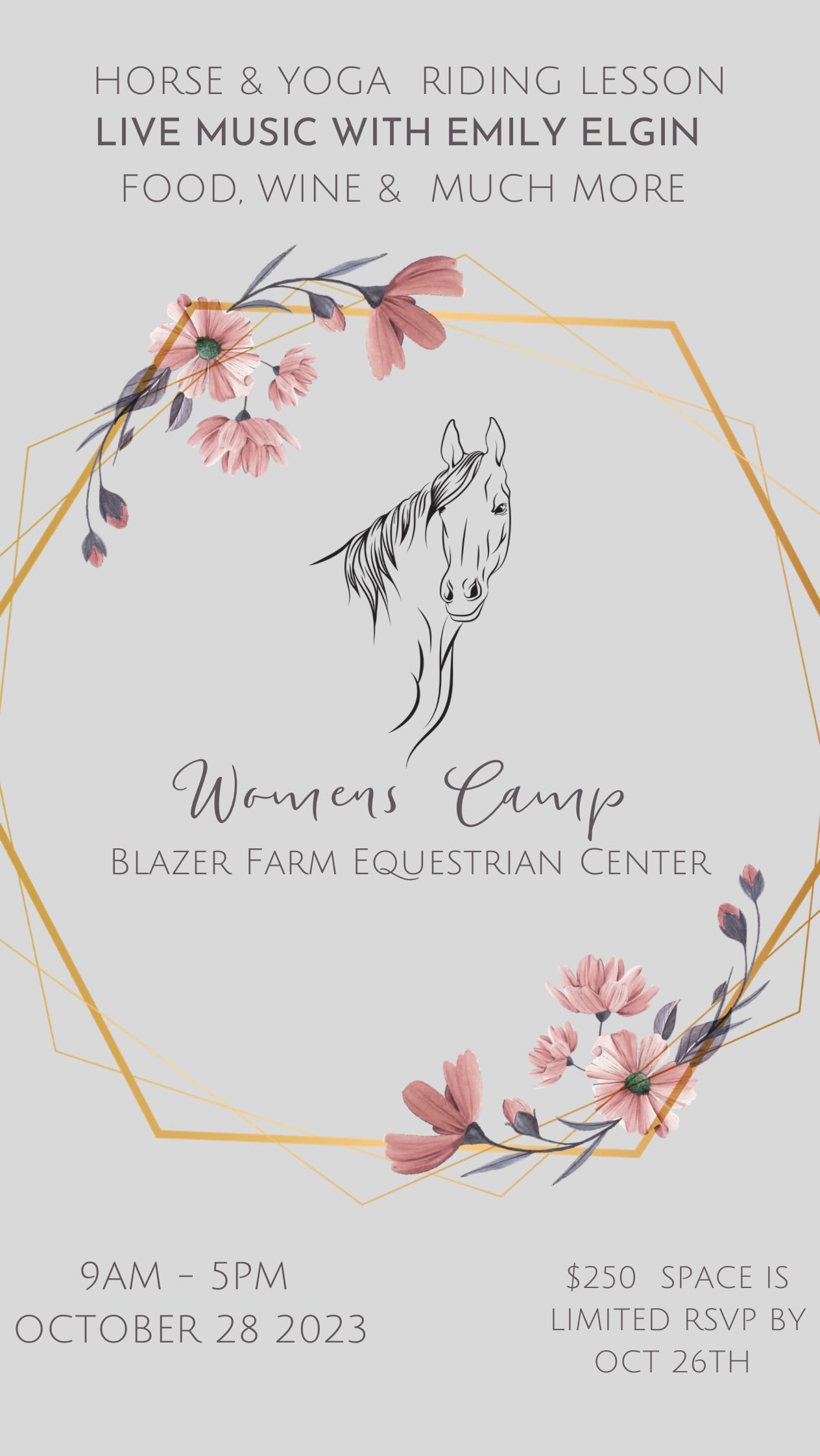 LADIES!!!! Come hang with us at the farm THIS Saturday, Oct 28th for our WOMEN’S Camp! ONLY 2 spots left!
Horse & Yoga, catered lunch, trail ride, LIVE music, wine & so much more! Who wouldn’t want to do this!? 😅 Message me for more info! 🐎🐎🐎