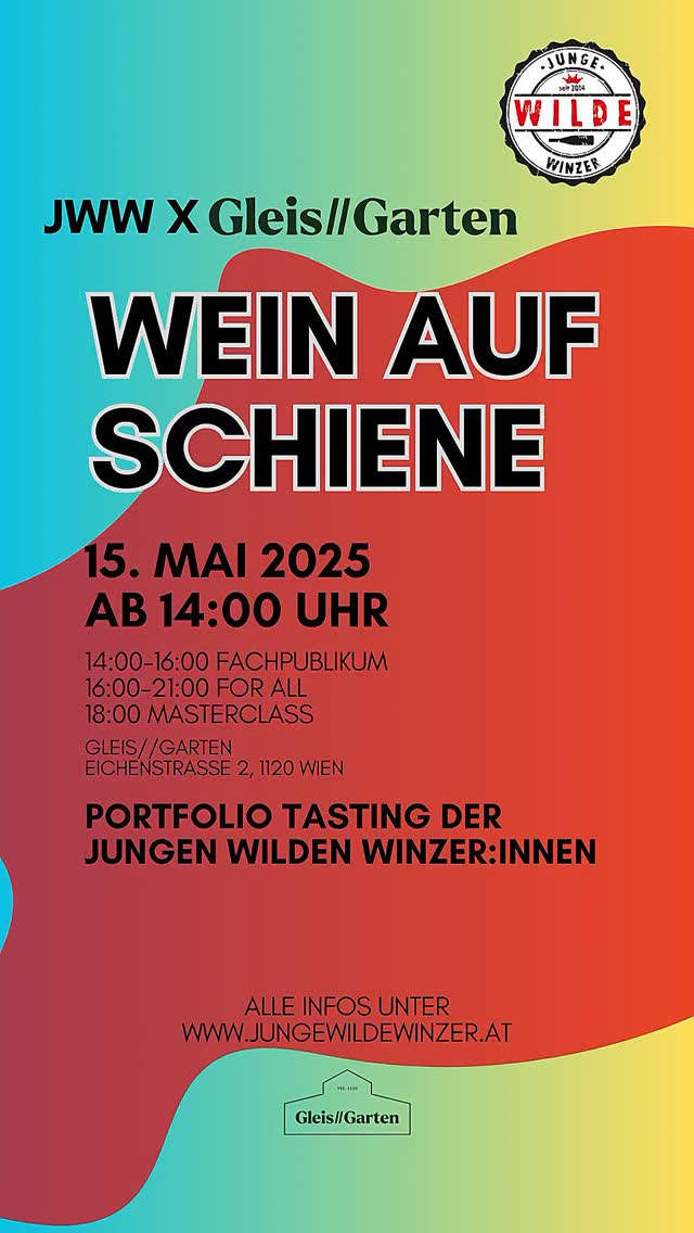 MORGEN im @gleisgarten 😍 WEIN AUF SCHIENE - die große Roadshow der Junge Wilden Winzer*innen 🍾 Alle Infos und Tickets findet ihr unter https://www.gleisgarten.com/events/wein-auf-schiene
#jungewildewinzer #gleisgarten #weinaufschiene #austrianwine