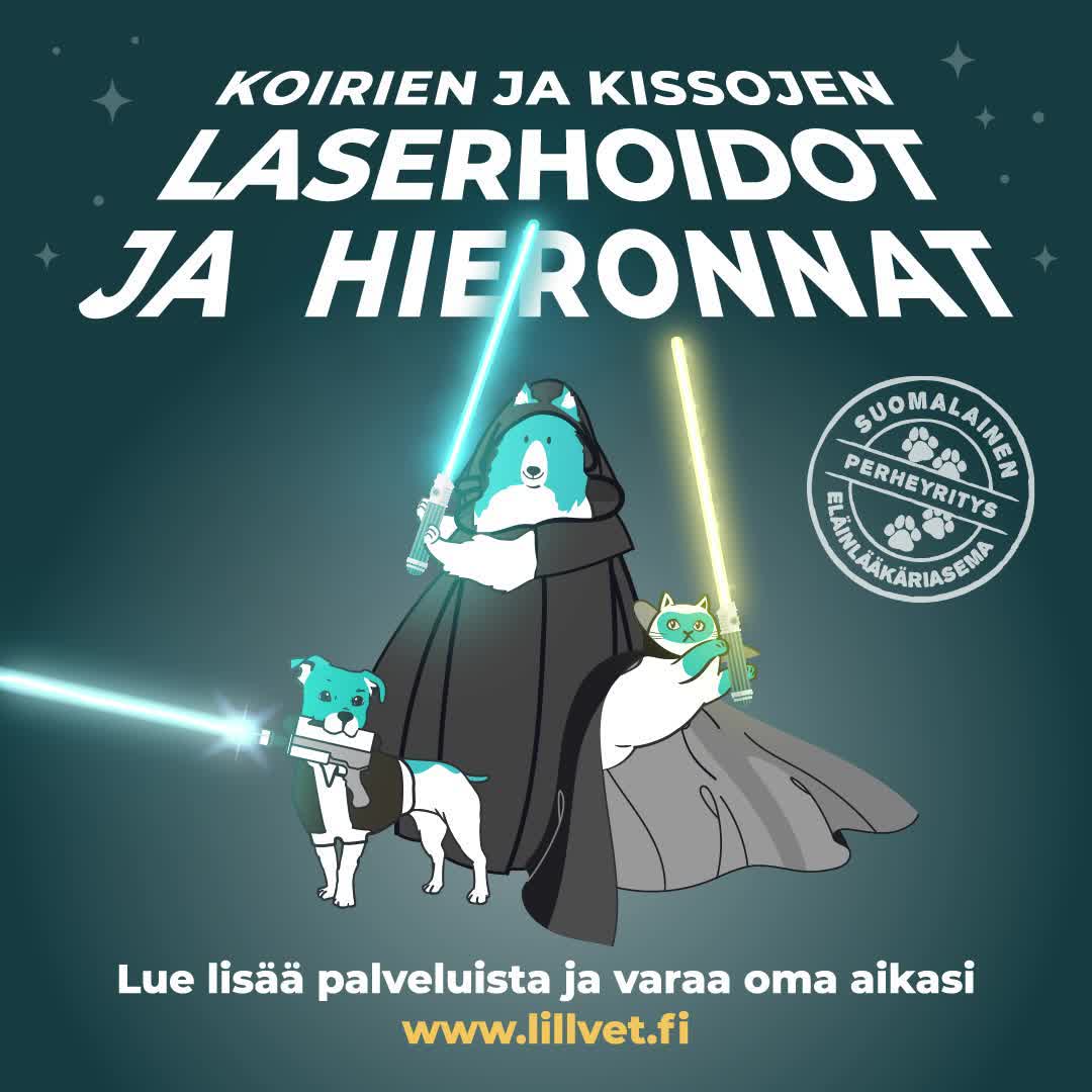 MAHTAVA LASERHOITO JA HIERONTA KAMPANJA ALKAA LILLVET TAMPEREELLA!
Onko koirallasi jumeja? Alkaako seniorin liikeet hidastua? Onko
kissasi haluton hyppimään?
Ei hätää meiltä löytyy lemmikillesi apu
LASER
Laser koira/kissa 1 kert x 30€, 6 kerran sarja 140€.
HIERONTA
Koira 1 kerta x 35€, 6 kerran sarja 200€. (norm. 1 x 45€, 6 x 260€)
Kissa 1 kerta 20€, 6 kerran sarja 110€ (norm. 1 x 30€, 6 x 170€)
HIERONTA + LASER
Koira 1 kerta x 50€, 6 kerran sarja 290€ (norm. 1 x 70e, 6 x 400€)
Kissa 1 kerta 35€, 6 kerran sarja 200€ (norm. 1 x 55€, 6 x 310€)
LASERHOITO
Käytössäämme on erittäin tehokas ja edistyksellinen ASA laseri jonka säteily pääsee syvälle kudokseen ja lievittää tehokkaasti tulehdusten, turvotuksen ja kivun oireita sekä nopeuttaa paranemista.
Laser auttaa muun muossa:
● Iho-ongelmien hoidossa
● Tuki- ja liikuntaelinsairauksien hoidossa
● Hammashoidon tukena
Lisäksi ASA Laser sopii myös laajasti monien muiden vaivojen, kuten
esimerkiksi anaalifistelin, mustelmien ja turvotuksen hoitoon. Sitä
voidaan myös käyttää terveen eläimen hoidossa esimerkiksi hieronnan tukena.
HIERONTA
Hierontaa voidaan tehdä ennaltaehkäisevänä hoitona sekä
kuntoutusvaiheessa esimerkiksi tapaturmien tai vammojen jälkeen.
Hieronta on oiva apu myös rakenteellisten- ja nivelongelmien hoitoon.
Hieronta
● Parantaa aineenvaihduntaa ja helpottaa ääreisverenkiertoa
● Lievittää kiputiloja
● Tehostaa kuona-aineiden poistumista kehosta
● Lyhentää palautumisaikaa mm. raskaan fyysisen suorituksen jälkeen
● Lisää lihasten elastisuutta ja parantaa liikeratoja
● Vähentää arpikudosten ja -kiinnikkeiden kasvua
● Vähentää lemmikin stressitasoa
Kampanja voimassa 15.4-31.5 aikavälillä varatuille ajoille. Varaa oma aikasi HIERONTA JA LASER https://provetcloud.com/4230/onlinebooking/?lang=fi