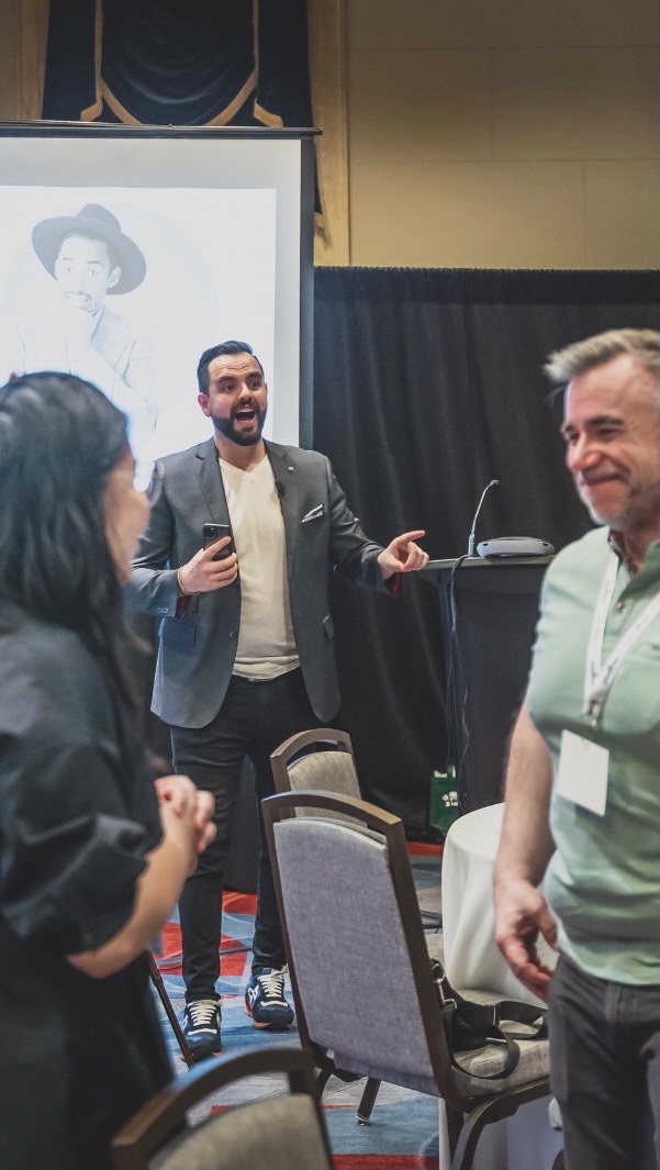 Humour at work - Keynote
Inspiration | Leadership | Growth
Humor at work is less about "being funny" and "cracking jokes" and more about being generous with laughter and empathy.
It's about creating an environment where everyone can be themselves, helping balance the seriousness of work (productivity) and the joy of having a good time (wellbeing).
We always bring a couple of Improv games so make the presentation super interactive and so that the attendees participate, connect and have a laugh!