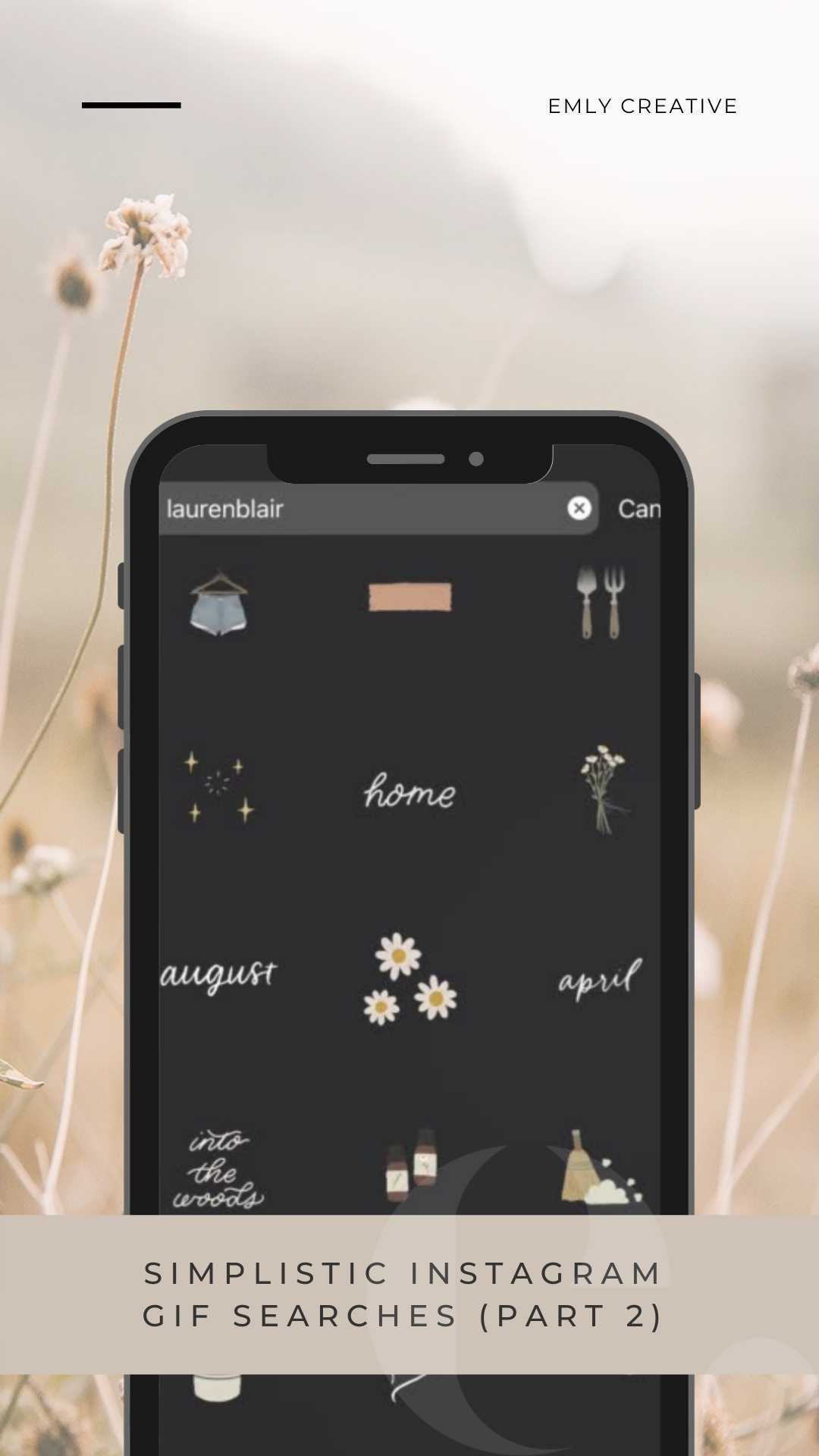 Part two of my favourite simplistic Instagram GIF searches. 🤍 Featuring a cameo appearance from Gus the miniature dachshund.
1. Vipapier
2. Boho
3. Emmagrace
4. Laurenblair
Use them wisely friends! Elevate your stories. ✨ Follow @emlycreative for more.