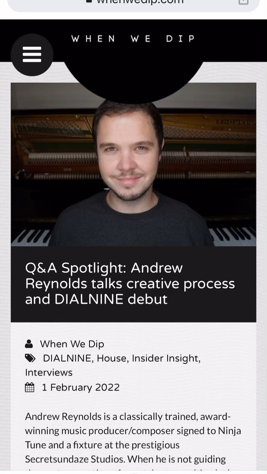 Last week I had a chat with the guys at @whenwedip about my remix for @hillelshabtai which is out now on the DIAL NINE imprint. We spoke about all things in the creative process. Thanks for having me guys! Click the link in my bio to read the full article.
•
•
•
•
•
•
#house #electronicmusic #whenwedip #music #hillelshabthai #remix #musicproducer #musicproduction #composer #secretsundaze #secretsundazestudio #secretsundazestudios #ninjatune #matthewherbert #nationalgeographic #thereasonijump #techno #musiclessons #musicproductionlessons #DJ #musicstudio #fourtet #hessleaudio #bonobo #stangetz #bafta #baftacrew #baftacrew2021