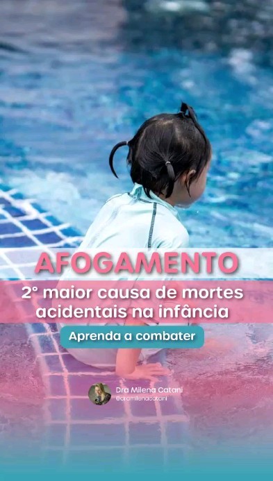 ⛔ Combata o Afogamento Agora!
Afogamentos de bebês e crianças são silenciosos!
· 90% das mortes ocorrem por falta de supervisão de adulto, são evitáveis.
· No Brasil é a 2ª maior causa de morte de crianças de 5 a 14 anos
· 2 vezes mais comum em meninos.
· Entre 4 e 5 anos a cabeça e os membros superiores são proporcionalmente mais pesados, então a criança perde o equilíbrio ao se inclinar para frente
🔸 Basta um balde ou recipiente ou vaso sanitário com 5 a 8 cm de água e 30 segundos para um afogamento de uma criança menor de 5 anos.
Nesta fase, os pequenos não têm maturidade para sair de uma situação de risco.
🔸 A perda de consciência acontece em apenas 2 minutos
🔸 Em 5 minutos aumenta a chance de sequelas.
Dicas essenciais para prevenção:
👉🏻 Fique sempre de olho – tanto dentro da água quanto próximo à borda (piso molhado)
👉🏻 Use coletes salva-vidas ao invés de bóias. Proibido uso de objetos que não tenham certificação de segurança (caudas de sereia)
👉🏻 Explique a criança que nadar sozinha é muito perigoso, respeite as placas de proibição, siga a orientação do salva-vidas e que ela deve sempre pedir permissão aos seus responsáveis antes de entrar na água.
👉🏻 Ensine a nadar – segundo OMS maiores de 6 anos.
👉🏻 Em locais com piscina, é essencial que haja uma cerca de 1,5 m de altura, ou portões com trava de segurança.
👉🏻 Checar se a piscina tem proteção nos ralos para evitar sucção de cabelos, partes do corpo, correntes, e sistema de desarme de moto bomba.
👉🏻 Mantenha a porta de ambientes como banheiros e lavanderia fechadas, tampa de vaso sanitário com trava.
👉🏻 Depois de usar qualquer recipiente (baldes, bacias, banheiras) com água, esvazie e vire de cabeça para baixo.
👉🏻 Ensine seu filho a evitar brincadeiras arriscadas como fingir afogamento, dar “caldo”. Nunca pular em local desconhecido por saber o que há no fundo.
👩🏼⚕ Não deixe seu filho sem supervisão de um adulto atento quando estiver próximo ou dentro da água.
🆘 Compartilhe esse vídeo, pode salvar vidas
Dra Milena Catani – CRM 115562
#Ferias #Acidente #Afogamento #RiscosDeAfogamento #Cuidados #Piscina #Praia #Mar #Balde #Criança #Bebê #P