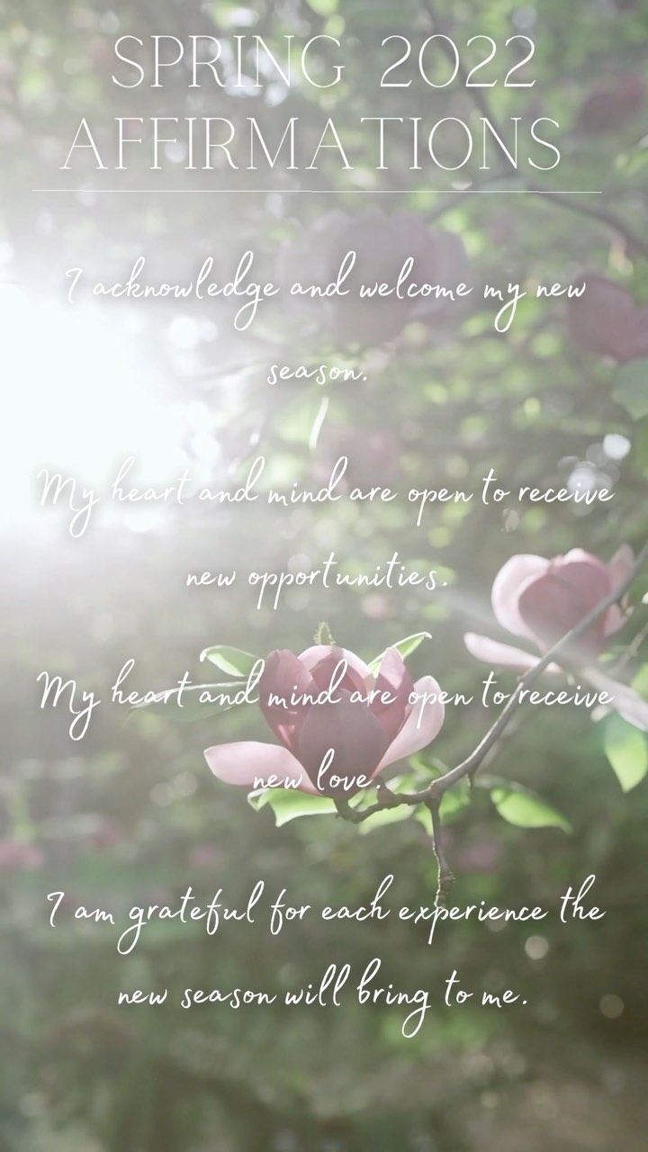 Spring 2022 Affirmations: ✨🌸🌱
I acknowledge and welcome my new season.
My heart and mind are open to new opportunities.
My heart and mind are open to new love.
I am grateful for each experience the new season will bring to me.
Comment "Affirm" if you are ready to accept all of your blessings in Spring 2022! #GrowitheFLO 🌊🙏🏽
#yoga #affirmations #positivevibes #spring #wellness