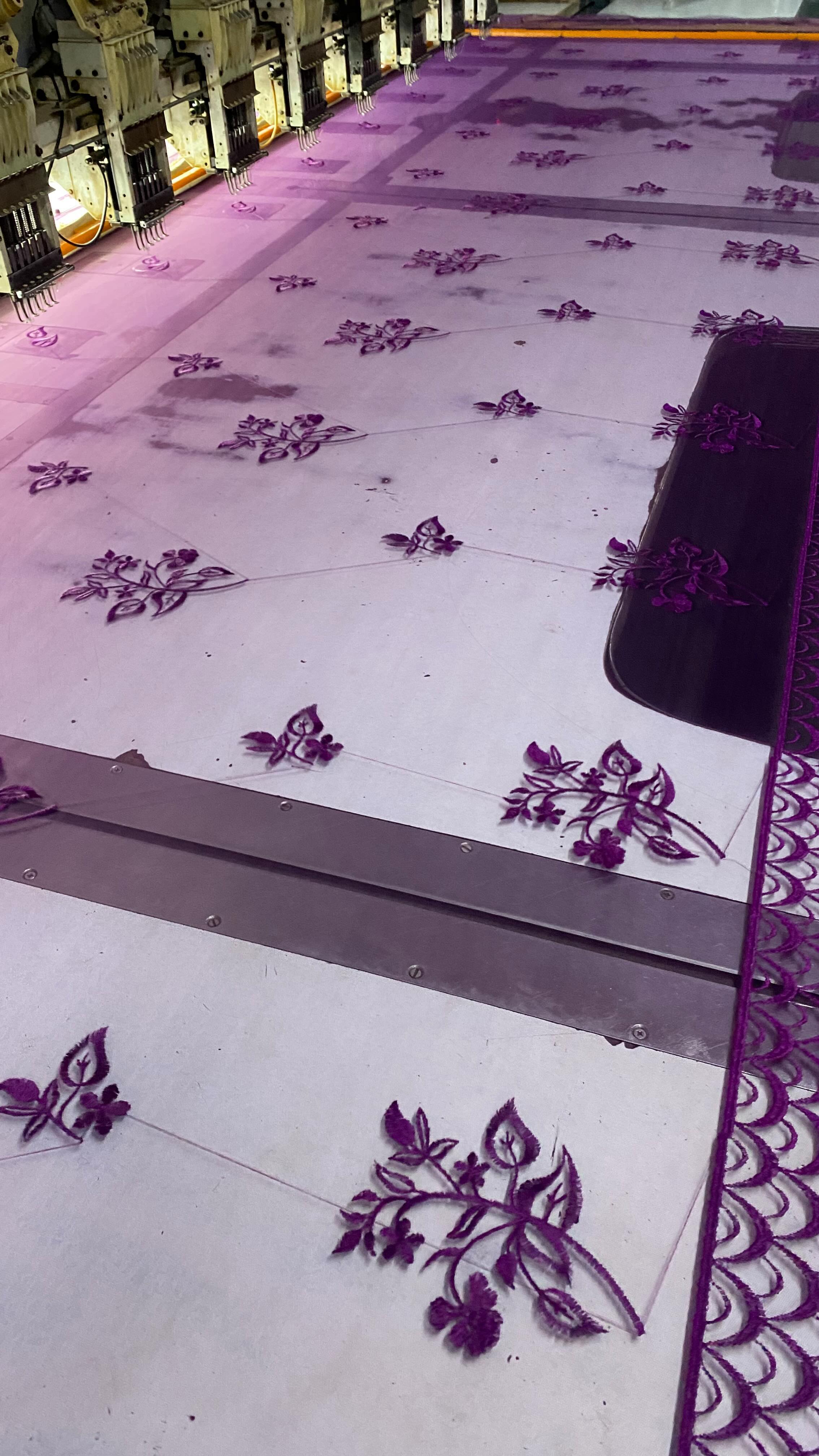 Floral Net Embroidery Dress In Making 👗 #dressmaterial #instagood #embroidery #indianwedding #indianwear #suits #lehanga #dressmaterial #pearls #purple