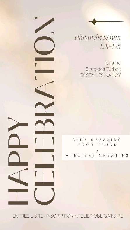 ⋒ Happy Célébration ⋒
__
Venez partager un moment festif avec nous !
- Un vide dressing pour chiner des pépites et leur donner une seconde vie.
- Le food truck @izakaya_nancy pour régaler vos papilles, street food dépaysante par le chef de la Maison dans le Parc.
- des ateliers floraux et beauté holistique avec @elie_holistic, @le_liseron et @luciemosse
__
Entrée libre, ouvert à toutes les âmes chaleureuses.
Inscriptions obligatoires aux ateliers - quelques places encore disponibles !
__
N'hésitez pas à partager ce moment à tous vos amis et familles pour rendre ce moment convivial !
N A M A S T H E Y
__
#ozamestudio #happycelebration #maisonholistique #videdressing #nancyevent