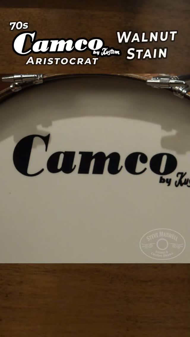 Check out this sweet Camco Aristocrat from the Kustom-era -- huge sound in a classy Walnut stained finish! 🪵 More info on our Reverb and YouTube #vintage #drums #camco #kustom #walnut #rock #drummer #drumshop #maxwell