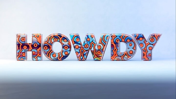 Two months into the new year and here I am, finally saying Howdy 2024.! 👋🏼🤠 #c4dgraphics #maxonc4d #redshiftrender #motiongraphics #typography #design