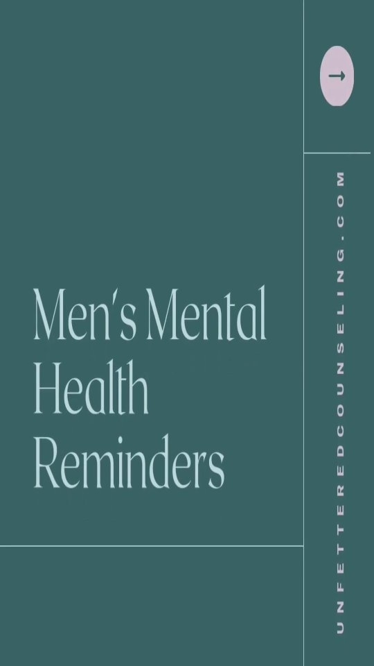 *TW: Mention of Suicide*
Did you know that 1 in 10 men experience depression or anxiety but less than half will receive treatment and more than 4 times as many men as women die by suicide every year? (adaa.org)
But it doesn't have to be this way.
The stigma surrounding men seeking mental health treatment/therapy is prevalent, but help and support are available. Reach out today at courtney@unfetteredcounseling.com.