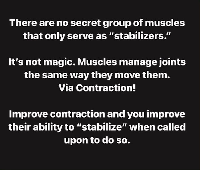Virtually every muscle in the body is a “mover” or a “stabilizer” at some point. Muscles serve both roles in the same manner: Via contraction!
A stabilizer or fixator is typically defined as a muscle that steadies or supports a joint in order for other active muscle to have a firm base upon which to pull.
If you want to improve your “stabilizers” train them directly as movers. You get to carry over the improvements in force generating capability with you when their role changes to a stabilizer (Better defined as a joint manager by RTS).
Trying not to fall off wobbly devices is nothing more than a motor skill challenge for that particular task. None of that guarantees improvement in internal joint stability, protection against injury, nor prepare you for the virtually infinite amount of motor tasks we incur on a day to day basis. #stabilitytraining #balancetraining #musclecontraction #takerts #SVZperformance #ExperienceTheDifference #internalfocus #internalperformance #exercisemechanics #personaltraining #personaltrainer #fitness #workouts #muscle #customfitexercise #exercise #resistancetraining #supportsmallbusiness #strengthtraining #daviefl #plantationfl #sunrisefl #westonfl #coopercityfl