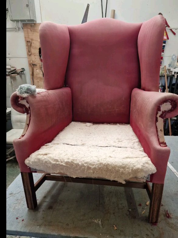 Wing chair before and after #tuesday #interior #home #transformationtuesday #upholstery #fabric #suffolk #uk