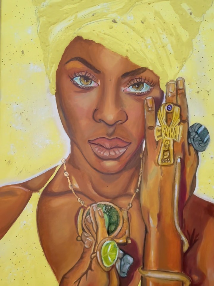 That Badu✨
.process video
.
. OrginalArt.
.
@erykahbadu @dopeblackart @blackartsviral #commission
#baduizm #thatbadu #blackartists #aycrilicpainting #portaitpainting #capcut