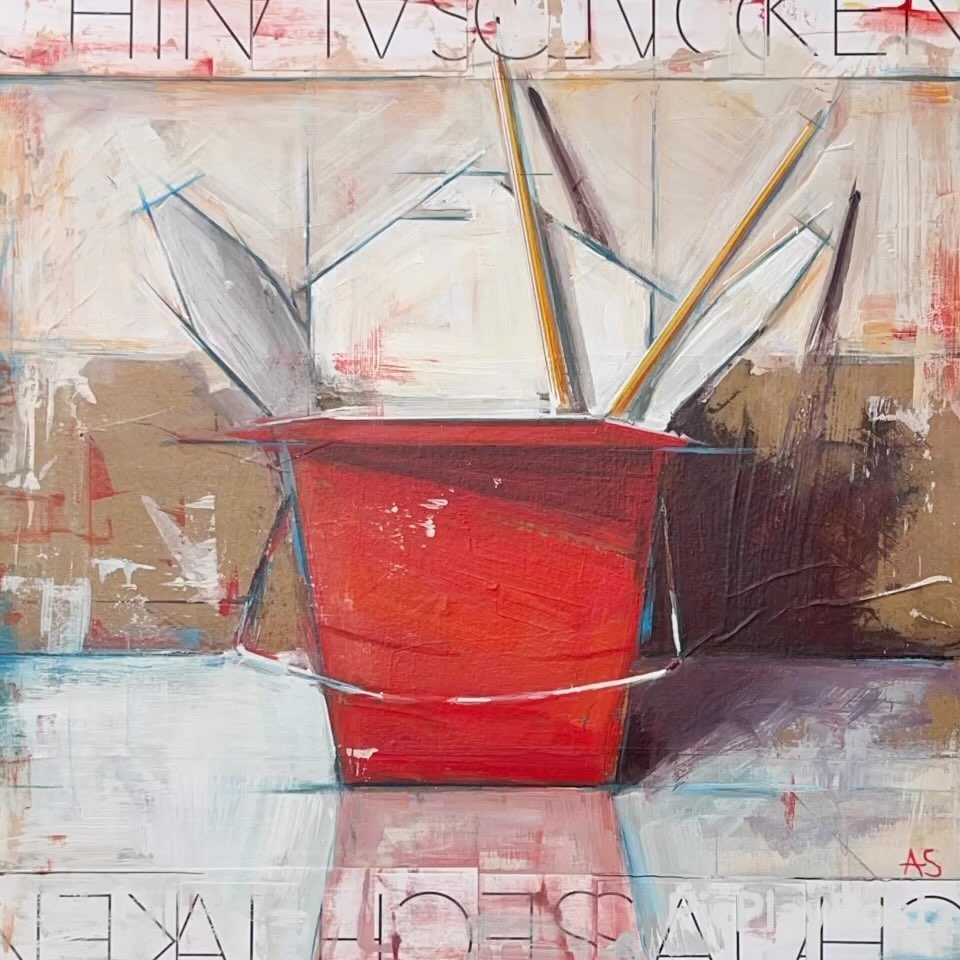 Chinese Chicken Salad ©Annie Salness, 16”x 16”x 1.5”, mixed-media, framed, SOLD
This painting is part of my Kitchen Tools and Recipe series and my 2024 calendar.
I absolutely love how painting introduces me to incredible people and artists, like Carrie Moore.
She’s a talented, creative, and delightful person who does pastel painting, leather designing, printmaking, and copper sculpting.
She hosts workshops for both herself and visiting artists in her charming barn that is simply bursting with character and inspiration.
She shared with me this delicious recipe:
“My favorite dish is called Chinese Chicken Salad. (With a close second being tuna casserole with rice, NOT noodles, which to this day makes many of my sisters “gag”.)
This salad is sweet, savory, fresh, crunchy, and full of protein. I highly recommend it!
-Carrie Moore, www.carriemoorestudios.com , @carriemoorestudios5
You can see her work at the Wild Arts Festival Nov. 18 - 19, 10am - 5pm each day, or you can stop by her charming barn during her Open Studio at the Studio on the Knoll on December 1-2 from 10am - 4pm each day.
Check out the link in my bio if you’re interested in my 2024 Kitchen Tools & Recipes Calendar.