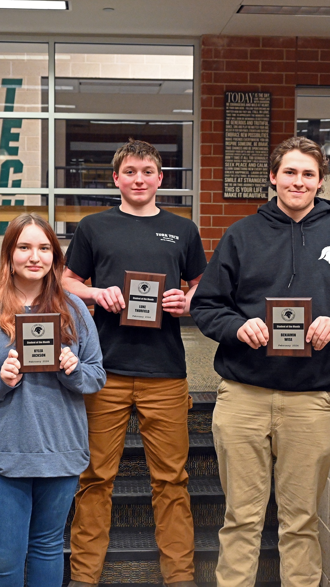 Congratulations to our students of the month for February!
⭐️Kylea Jackson
⭐️Luke Thurfield
⭐️Yamilee Rivera
⭐️Benjamin Wise
We recognized all four students during tonight's Joint Operating Committee meeting, and it was a pleasure to present those in attendance with plaques. #YorkTechProud