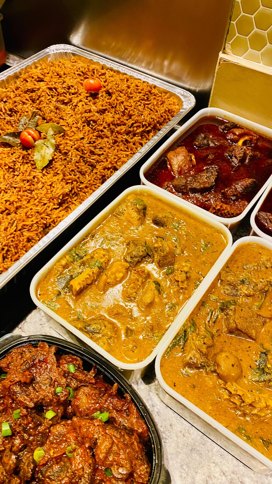 Hey food lovers! The weekend is here, and we’re busy in the kitchen whipping up some delicious orders! ❤️🔥 Check out this mouthwatering spread: 1/2 cooler of our signature Nigerian Jollof Rice, 2x 2L of assorted meat stew, Ofe Onugbu (Bitter Leaf Soup), Ofe Ora (Oha Soup), Okra Soup, and 1L of stewed beef! 🤤✨ Don’t miss out—place your orders now! Love always, Nomie’s Kitchen. 🍽️💛 #NomiesKitchen #AuthenticNigerianFood #FoodieHeaven