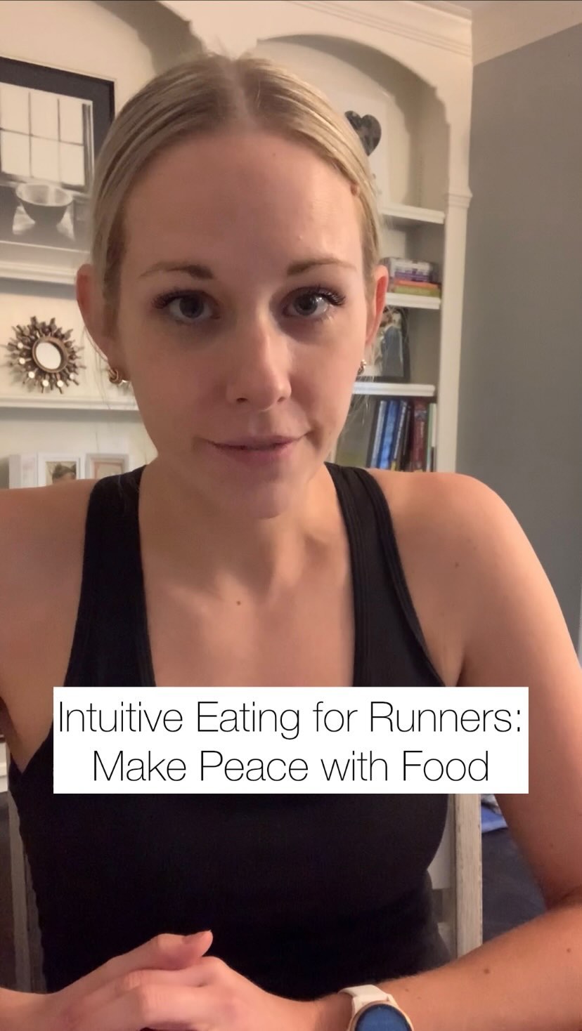 If you truly want to fuel your body to take your running to the next level, it’s going to require you making peace with food.
Letting go of labels like “good” and “bad” foods will allow you to start not only enjoying foods you love (but previously thought should be limited) but it also allows you to use sports nutrition products without any fear of their added sugar, sodium, etc.
The truth is, some of the foods that diet culture considers unhealthy can actually be some of the best choices for runners!
Food isn’t the enemy. And the sooner you can make peace with it, the sooner you can enjoy freedom from all the stress it’s causing you.
Be sure to check out the full blog post over at www.therunnersdietitian.com/blog
Navigating your relationship with food and figuring out fueling strategies can be pretty tricky to tackle at the same time. This is a big area that I focus on with a lot of my clients. Let’s see how we can leverage your nutrition to make the most of your training and crush your next race 🔥 send me a message and tell me what Fall race you’re training for 🏃♀️