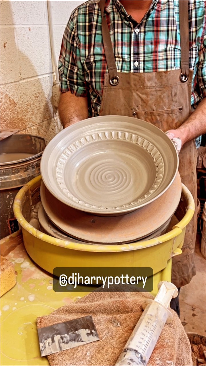 Let's throw a 5lb platter bowl! This bowl will be spray glazed in about two weeks. #instapottery #wheelthrown #potterymugs #ncpottery #potterylife #wheelthrownmugs #etsypottery #handcrafted #buyhandmade #clay #potter #pottery #artanddesign #potterythrowing #pottersofinstagram #handcrafted #mugshotmonday #cvpots #chosenvesselpottery