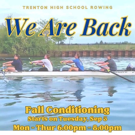 Trenton High School Crew will be out on the Detroit River getting extra work in this Fall. This is an excellent chance to get comfortable in a boat, before our Spring "Varsity" Season. For more info contact Coach Cam at colwellc@trentonschools.com.
Practice is held at the Wyandotte Boat Club, 1 Pine Street, MI, 48192.
