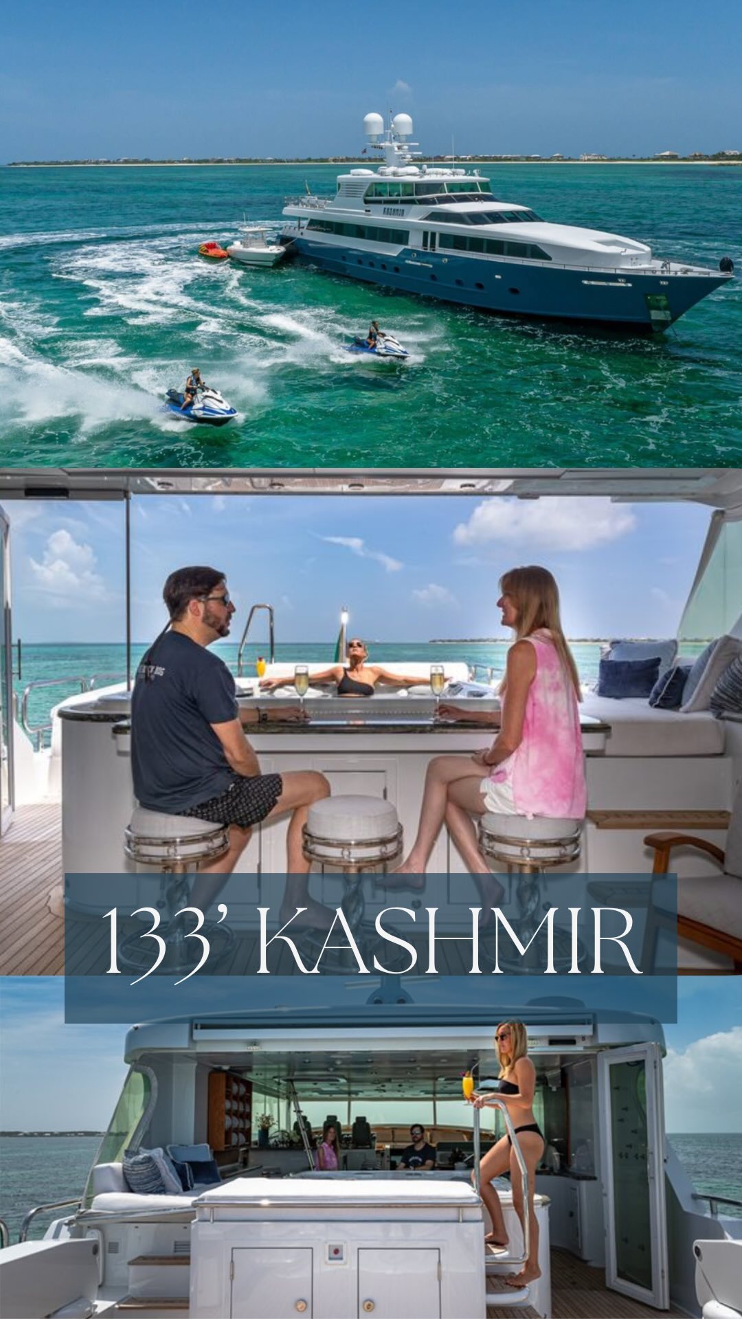 Meet the 133’ Splendor Kashmir: 6 cabins, 12 guests, top speed of 18 knots, and a treasure trove of water toys! Your ultimate luxury charter awaits. 🌊✨ #Splendor #LuxuryYacht #CharterLife #travelinstyle #luxurytravel #yachtingworld #bahamas #nassau #exumas