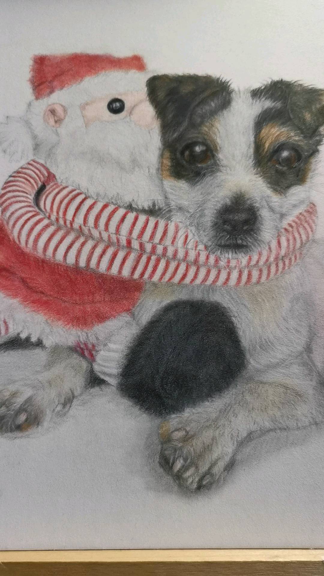 This portrait of the santa and Jack Russell will be converted into a Christmas card very soon. Anyone interested in getting one let me know. Image credit to pixabay. #doglovers #jackrussellterrier #jackrusselllove #gallerywall #colourpencil #gallery