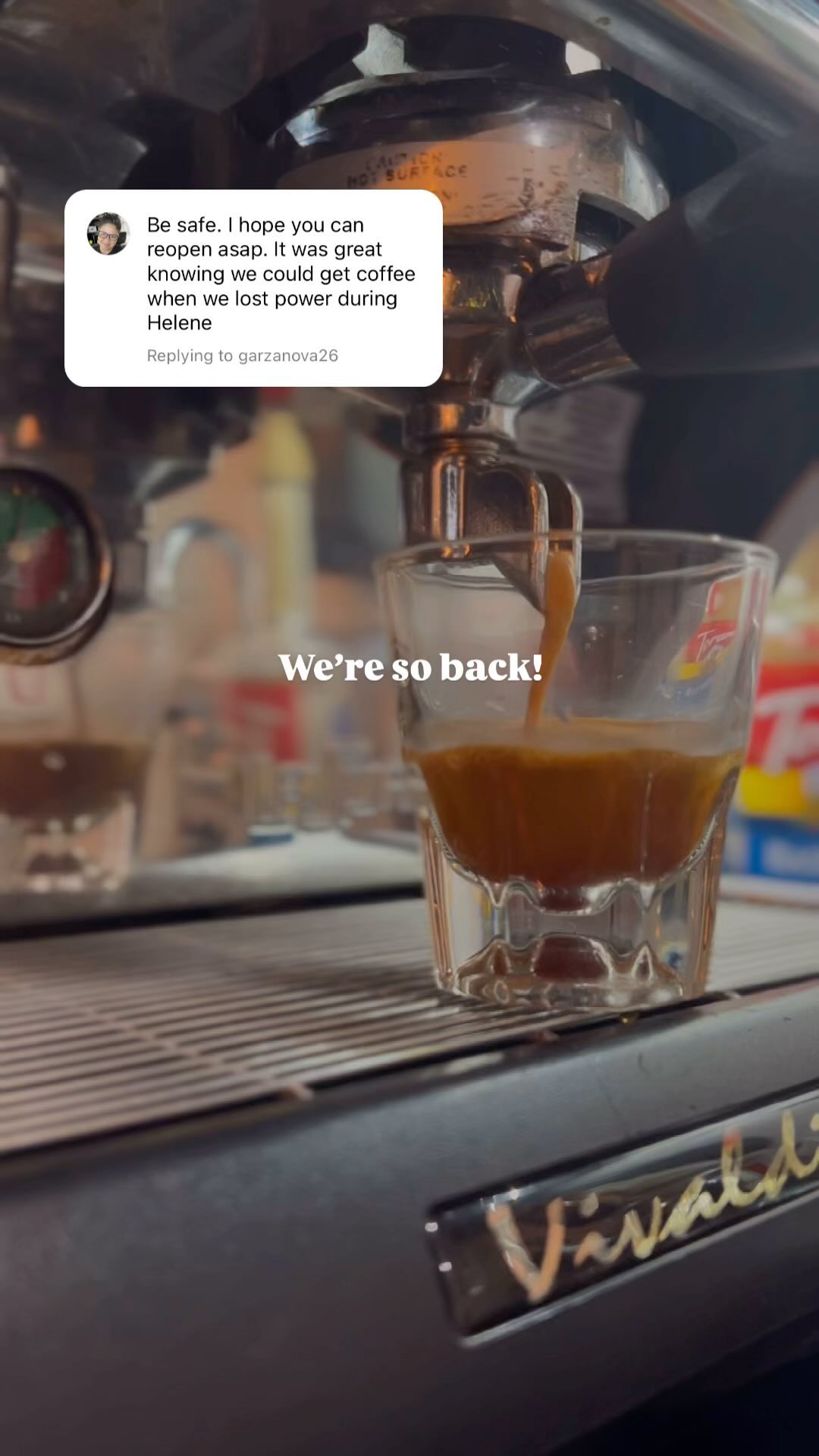 So happy to be here, beyond thankful there was only minor damage to the back of the shop so we could be open for business today and excited to be slinging pastries and drinks all day!