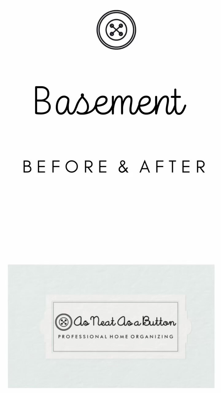 Another basement going from chaos to clarity! This was a no-new product session since we could reuse all of the client’s existing bins (and they had dozens left over). Categories were created, like items were corralled, and everything was labeled to know exactly what each bin contained. My favorite part was repurposing an old dresser they weren’t using into a gift wrap station, with drawers to keep gift bags, tissue paper, greeting cards, and ribbons and bows! Let me transform your basement into thoughtful storage and book a free consultation today! www.asneatasabutton.com/book-online