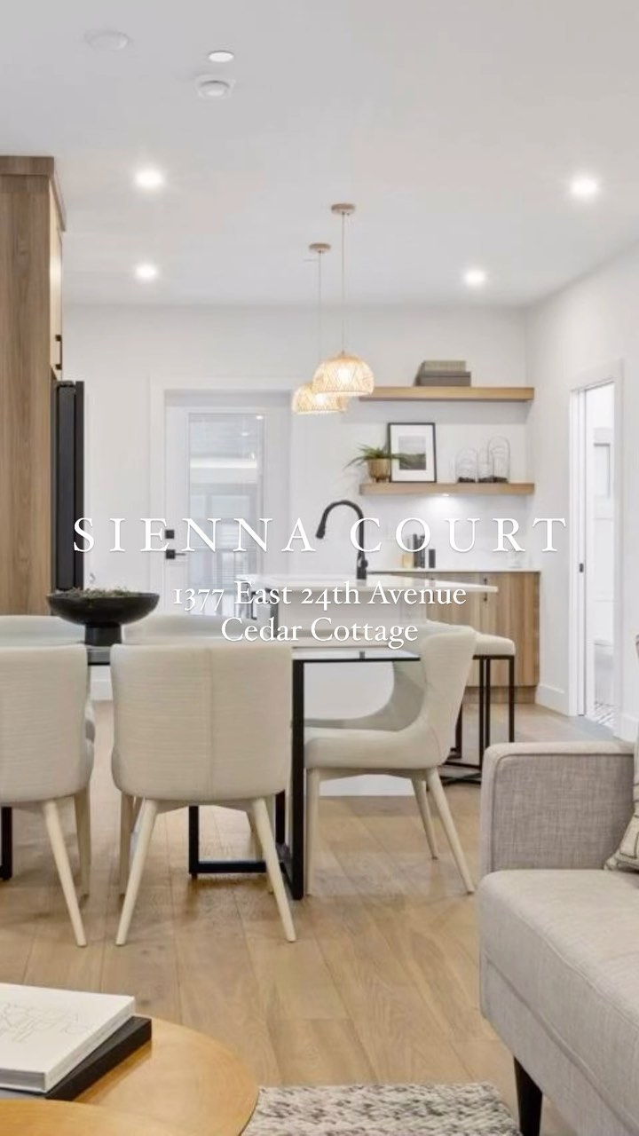 Welcome to SIENNA COURT, a boutique townhouse community by highly regarded Alaris Developments. Located in centrally located & sought after Cedar Cottage w/ excellent schools, a wide variety of shops, great cafes & incredible restaurants all just minutes from your front door. This spacious end-unit has 3 bedrooms w/ ensuite bathrooms, its own fenced front yard, private attached garage & ample storage to accommodate your familyâs needs. This well-appointed home is highlighted by the stunning kitchen w/ two tone cabinetry, gas range, large island with bar seating, quartz counters & backsplash, microwave drawer and access to the balcony for your bbq. Radiant in-floor heat, HW on demand, hardwood flooring throughout, beautiful finishing details. 1377 EAST 24TH AVE ⢠1335 SQFT
3 BED ⢠3.5 BATH
$1,569,000
Listed by Stilhavn Real Estate Services @coreymartin604 @shaylinnorbury @theruthanddavidgroup
#vancouverrealestate #townhousesinvancouver #newdevelopment #vancouver #newhomesforsale