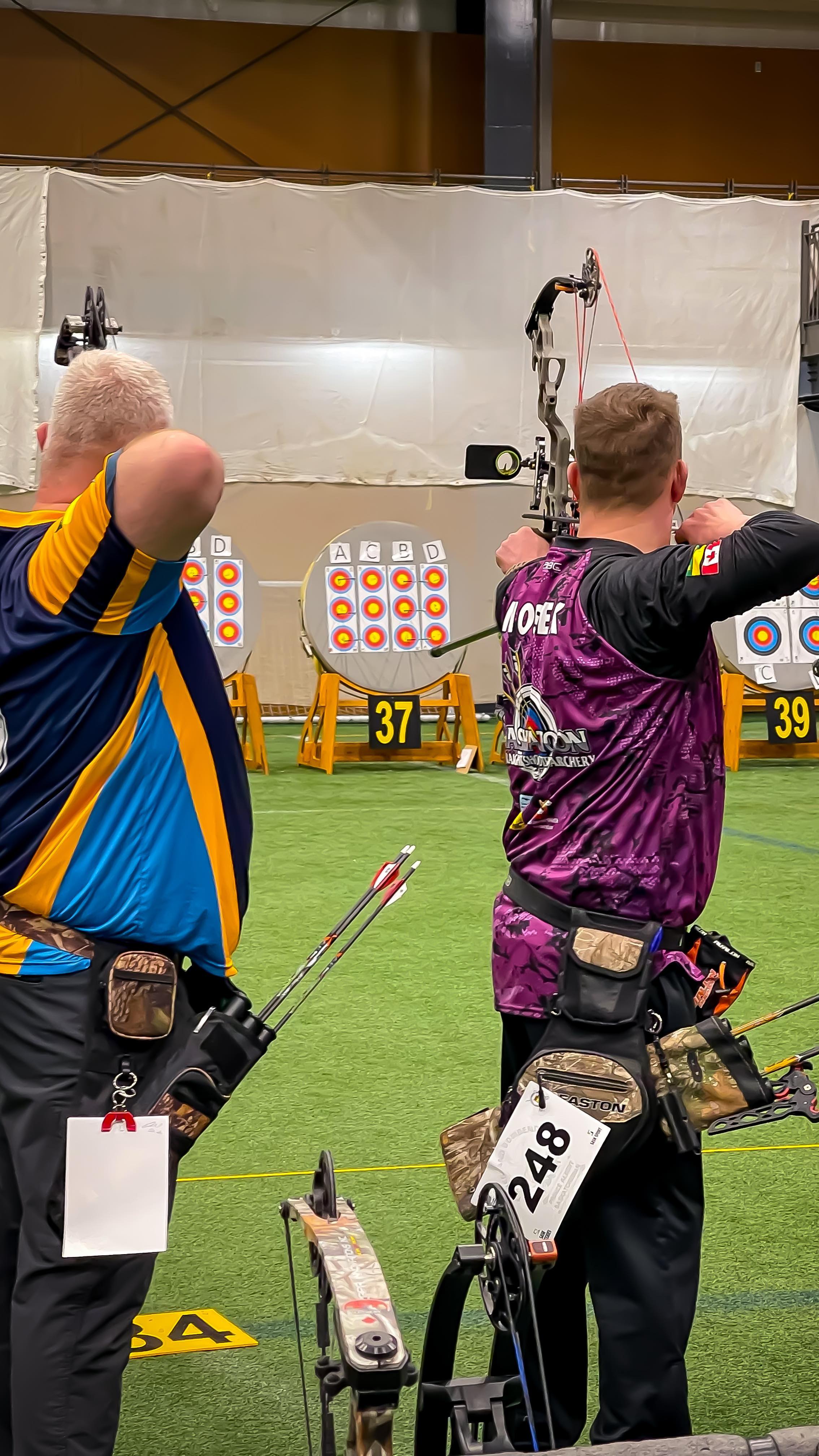 Nice shooting #straightshooters We love seeing so much purple camo on that line! A huge thanks to Timberland Bowbenders for hosting and @sask_archery_association for providing our awesome judges.