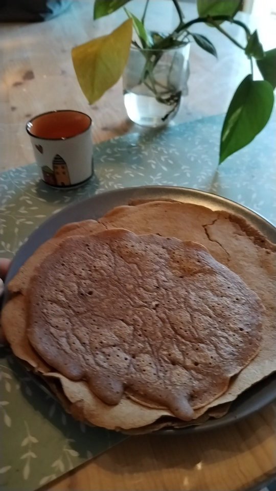 Oggi per colazione crepes fatte in casa!
Ecco gli ingredienti per due porzioni (all'incirca):
70g di farina a piacere (io avevo quella tipo 2)
1 uovo
1 cucchiaino di zucchero
100ml di latte
1 cuccchiaino di cacao amaro in polvere
Sheckera tutti gli ingredienti, poi scalda una padella antiaderente leggeremnte unta, versa una parte del composto, distribuisci della padella per dare una forma rotonda alla nostra crêpe (più o meno 🤣) e cuoci qualche minuto per lato.
Con queste dosi mi sono venute una crêpe di dimensioni più grandi e due piu piccoline.
Farcisci a piacere: miele, burro d'arachidi, thaini, marmellata, crema alle nocciole, frutta fresca, yogurt greco...!