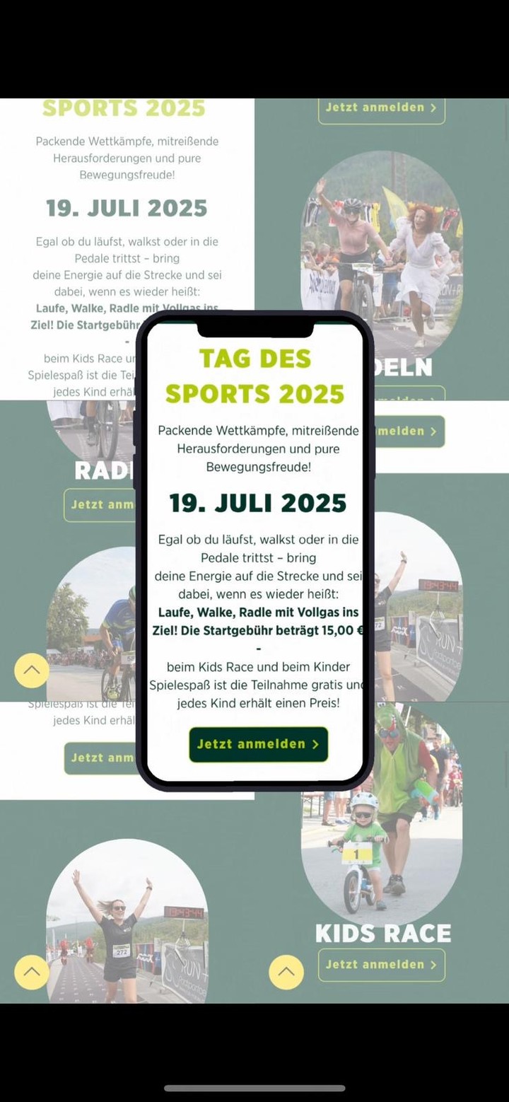 🚀 Wir sind online - im neuen Look!
Unsere Website hat ein komplettes Make-over bekommen✨ Frischer, moderner, übersichtlicher - und vorallem gefüllt mit allen wichtigen Infos rund um den Quälspaß 2025!⚡
Schau mal rein und sag uns, wie's dir gefällt: www.tag-des-sports.eu
#WebsiteRelaunch #NeuesDesign #QuälspaßAmDreisessel #LaufeRadleWalke #JetztAnmelden