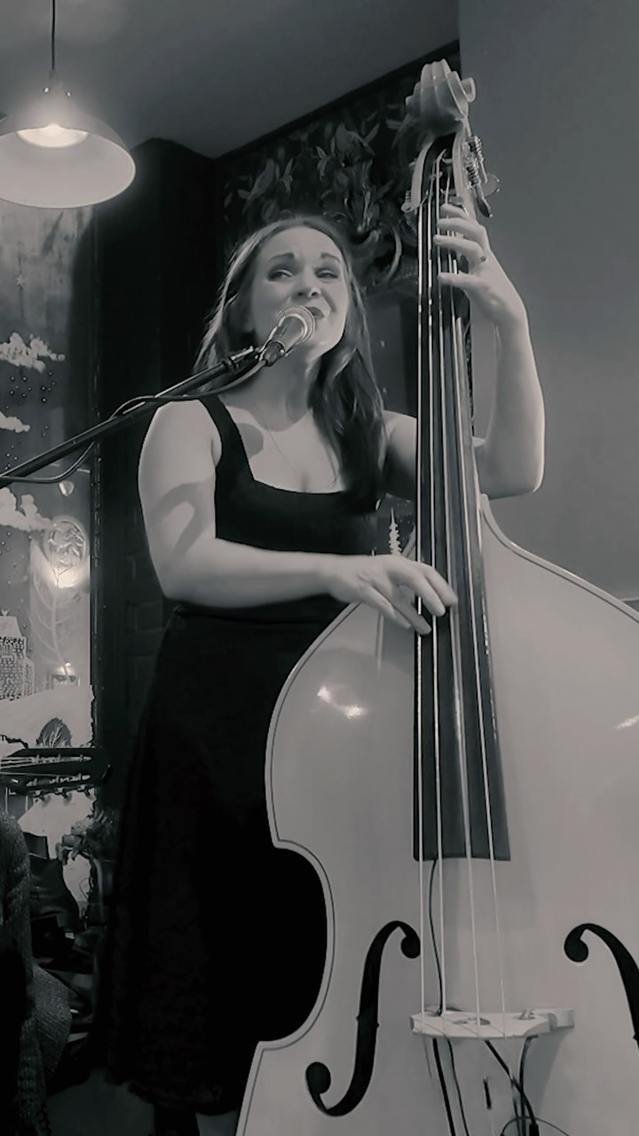 Our Bass Pixie with Swing Noir, performing with @jamesknowler17. #livemusic #jazz #gypsyjazz