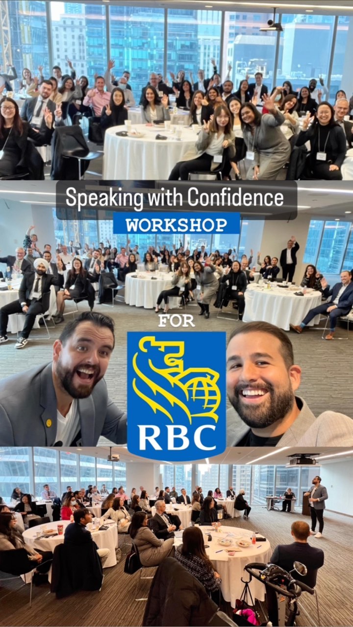 We went to @rbc to do our Speaking with Confidence Interactive Keynote, and it was so cool! It’s great to see how we can bring value to an already successful team with such diversity!
The idea behind this presentation is to give the team, tangible tips and techniques to engage and communicate effectively with any audience! The first step is to find your own authentic voice (meaning, feeling comfortable in your own skin talking to anyone), the next step is to understand how to make more impactful, engaging and value driven presentations. We then dive into communicating better as a team, and seeing the differences/uniqueness that each team-member brings, as a superpower. And we love closing every presentation with some humour, because infusing a bit of humour into work helps employees be happy, and happy employees means a more successful company 🙌
.
Bring us to your company! Contact us 🤝
“We teach, entertain & inspire through the lens of humour”
Keynotes | Workshops | Shows
.
#corporate #keynote #presentation #inspire #team #workshop #toronto #publicspeaking