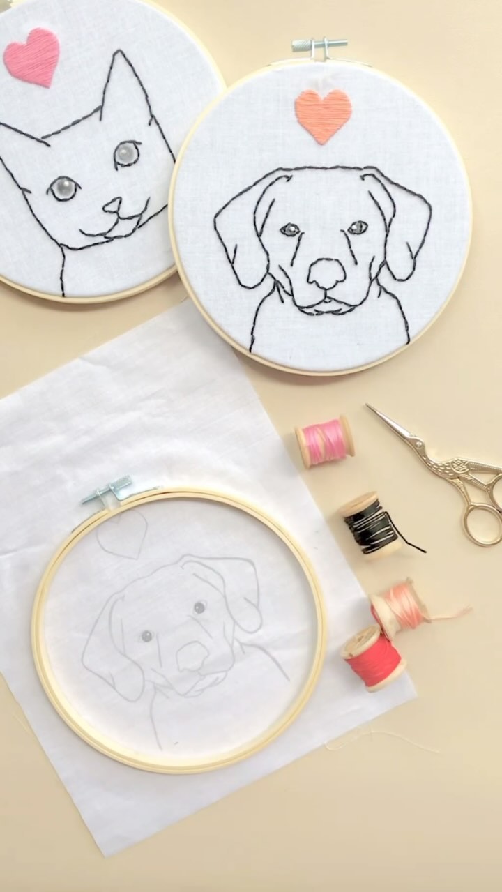 Come hang next Saturday and stitch a portrait of your favorite furry friend! Link in bio!