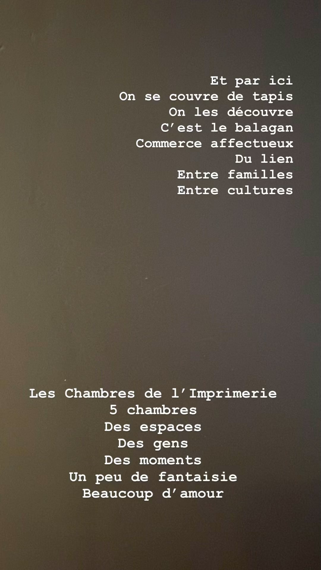 Les espaces de l’Imprimerie sont l’abri de vos moments.
du Bon
du Bien
du Beau