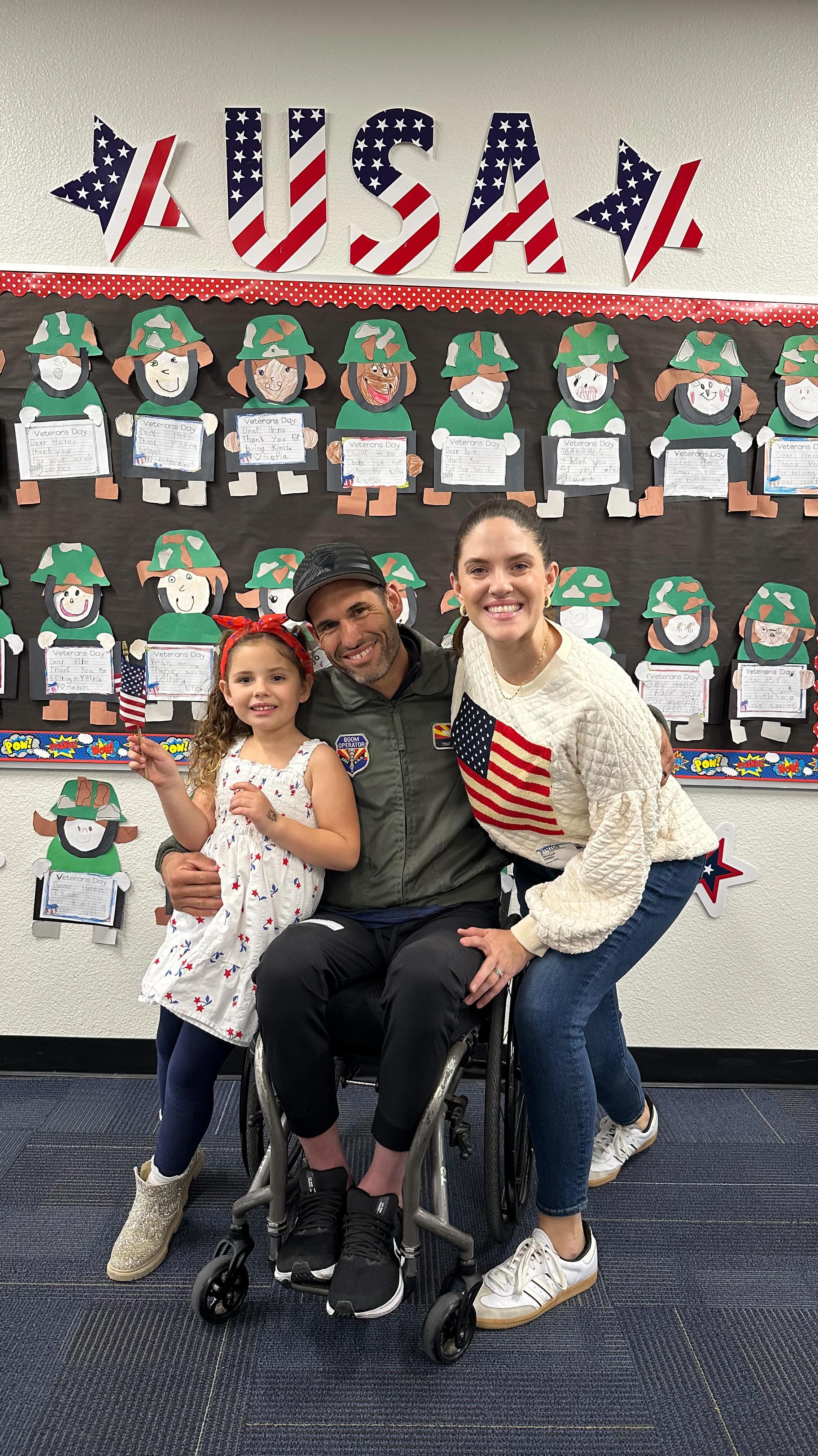 Man we love Addisons school for many reasons but today was a special way to honor local veterans. We were able to parade through the school and stop at each grade where they sang each military branches song. Loved this time with my girl. 🇺🇸 #veteransday