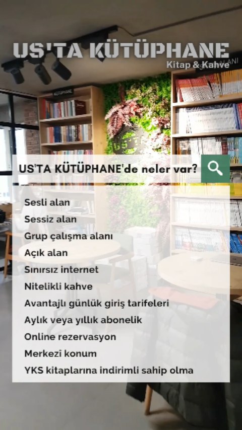 US'TA KÜTÜPHANE Kitap & Kahve
Selanik Caddesi No 17 Kızılay Ankara
#ankarakutuphaneleri #ustakutuphane #Ankara #kizilaydakutuphane #tushazırlık #kpss2023 #yks2023