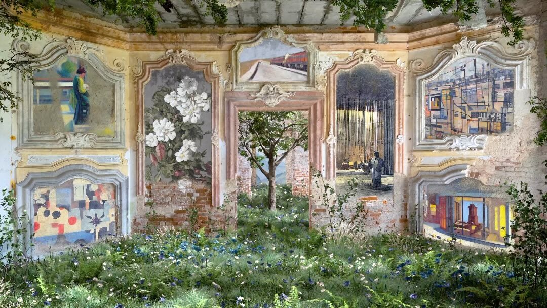 Flowering of ideas has been collected by Elytader
‘Flowering of Ideas’ is a collaborative artwork that seamlessly merges the physical and digital realms through the integration of photography, animation, and artificial intelligence.
In this debut collaboration for AI artist Botto, alongside artists @ryan.koopmans and @alice.wexell , a 1/1 artwork was created that explores themes of growth, decay, and the cyclical nature of time.
The collaborative process started with a selection of un-minted works by Botto, known as “fragments”. These fragments come from over 900,000 generations by Botto, representing Botto’s evolving aesthetic over time. They are considered Fragments because they are incomplete until they’ve been selected through collective vote by Botto’s governing community BottoDAO, a decentralized group of stewards guiding the autonomous artist. For the collaboration, BottoDAO voted in consultation with Koopmans and Wexell on the top 1000 fragments Botto had generated since its inception, resulting in a top ten.
These final ten were submitted to Koopmans and Wexell, who had complete artistic freedom to make their interpretation and integration of Botto’s work into theirs. They chose seven fragments to seamlessly incorporate into an abandoned architectural interior, which they researched, sought out and captured through photography.
The core of the artwork is the photograph taken inside of a once-grandiose, now decaying villa in Southern Poland. After photographing the architecture, they modeled the image into a virtual environment with the addition of overgrown animated foliage. @karldavidlarson created the music. In reality, the building continues to deteriorate and undergo disassembly, emphasizing the primary theme of the collaboration: the passage of time in a cycle of growth and decay.
‘Flowering of Ideas’, whose name comes from one of the submitted fragments, revitalizes not only the discarded Botto pieces used in the artwork but also the decaying architectural interior captured in the photograph. By blending the artists’ techniques, a digital artwork emerged, recontextualizing the essence of the fragments and rejuvenating the space they inhabit.