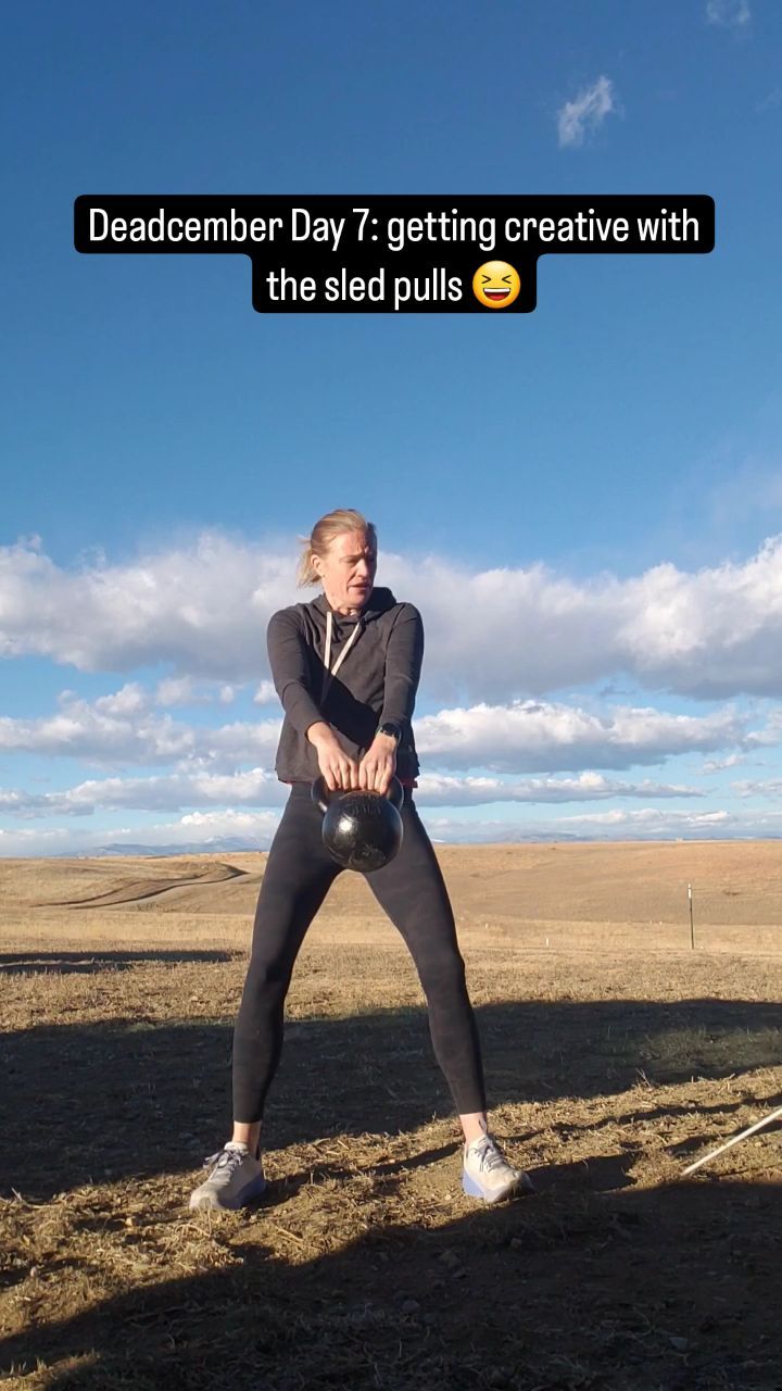This year I'm doing Deadcember. Today I was able to do part of the workout outside and got pretty creative with the backwards sled pull portion of superset 2. #deadcember