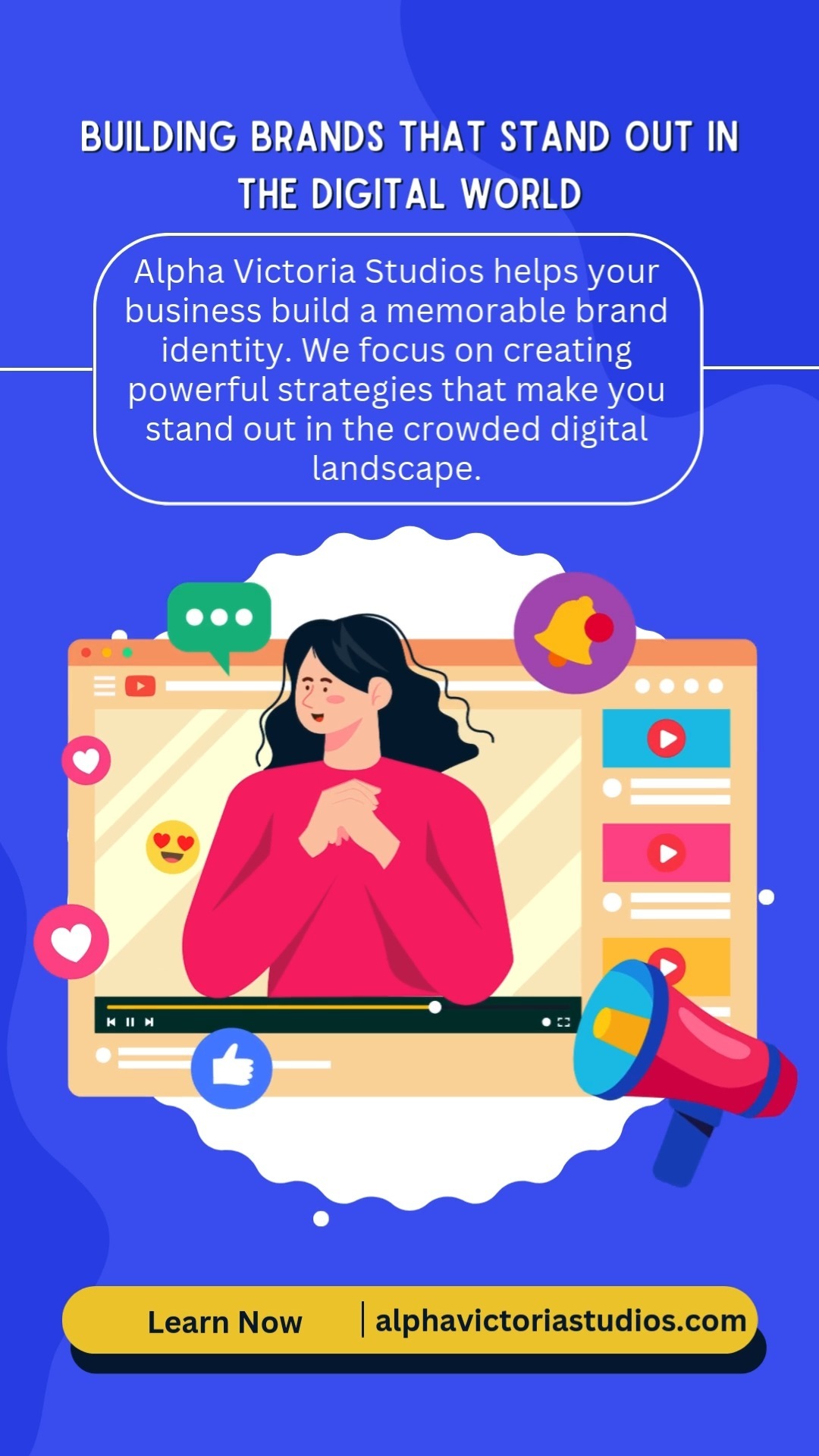 Building Brands That Stand Out in the Digital World || Alpha Victoria Studios helps your business build a memorable brand identity. We focus on creating powerful strategies that make you stand out in the crowded digital landscape.
Visit :- https://www.alphavictoriastudios.com/
#BrandingStrategy #BrandIdentity #StandOutOnline #BusinessBranding #DigitalBranding #UniqueBrands #BrandDevelopment #MarketingAgency #AlphaVictoriaStudios #OnlineBranding #BrandRecognition #DigitalMarketing #MemorableBrands #BrandSuccess #BrandGrowth