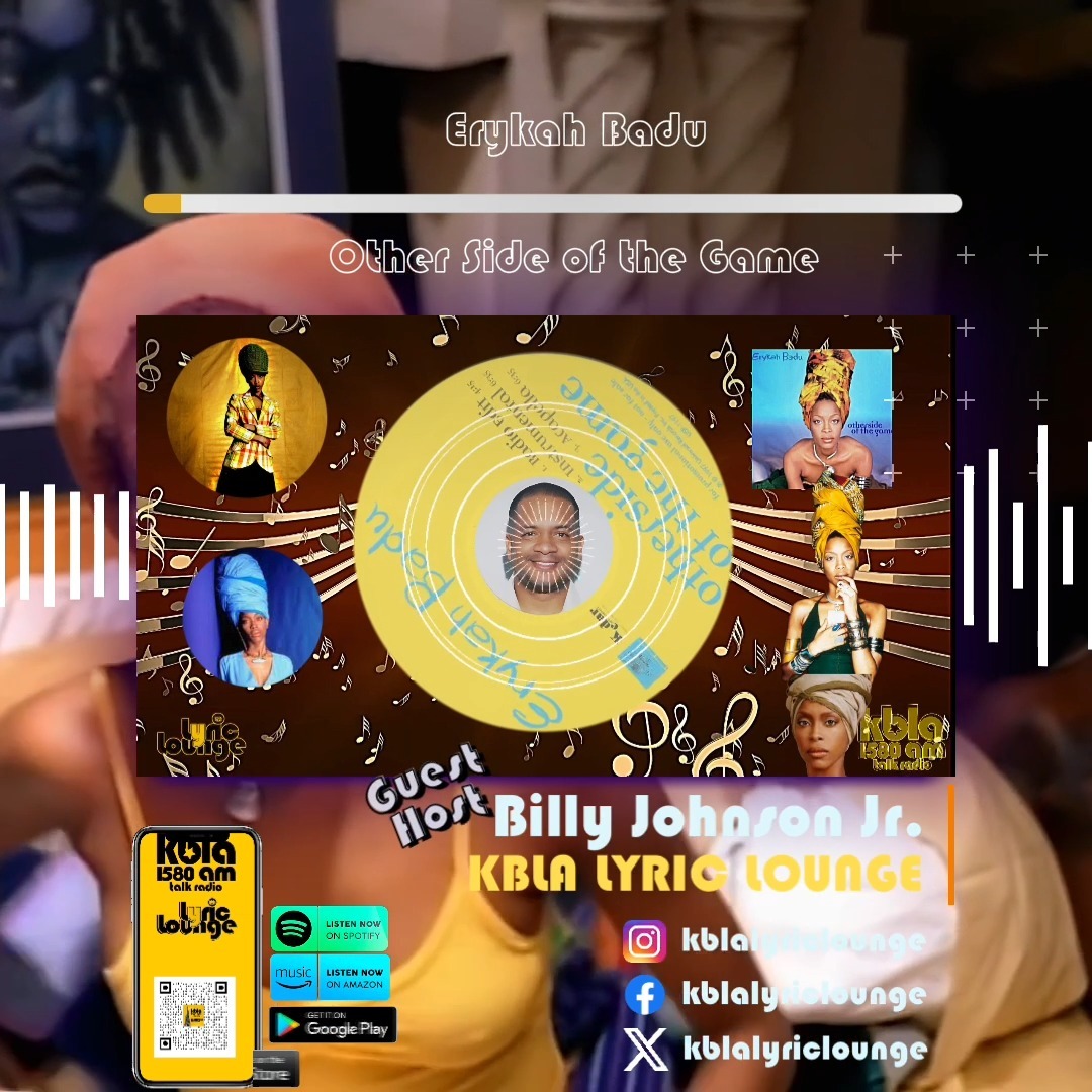 🔊 @BillyJohnsonJr discusses @erykahbadu's #OtherSideOfTheGame on @kbla1580 @kblalyriclounge.
"She's talking about the dynamics of her relationship with this man," Billy says about the song from Erykah's 1997 debut album Baduzim. "She opens it by saying, 'Whatcha gon' do when they come for you?'"
Hear the entire episode: https://bit.ly/billykblalyriclounge
Thank you @uralg323 @motownbison and @tealmoss, for having Billy on as a guest. This was a great show.
#kbla #lyriclounge #erykahbadu #songlyrics