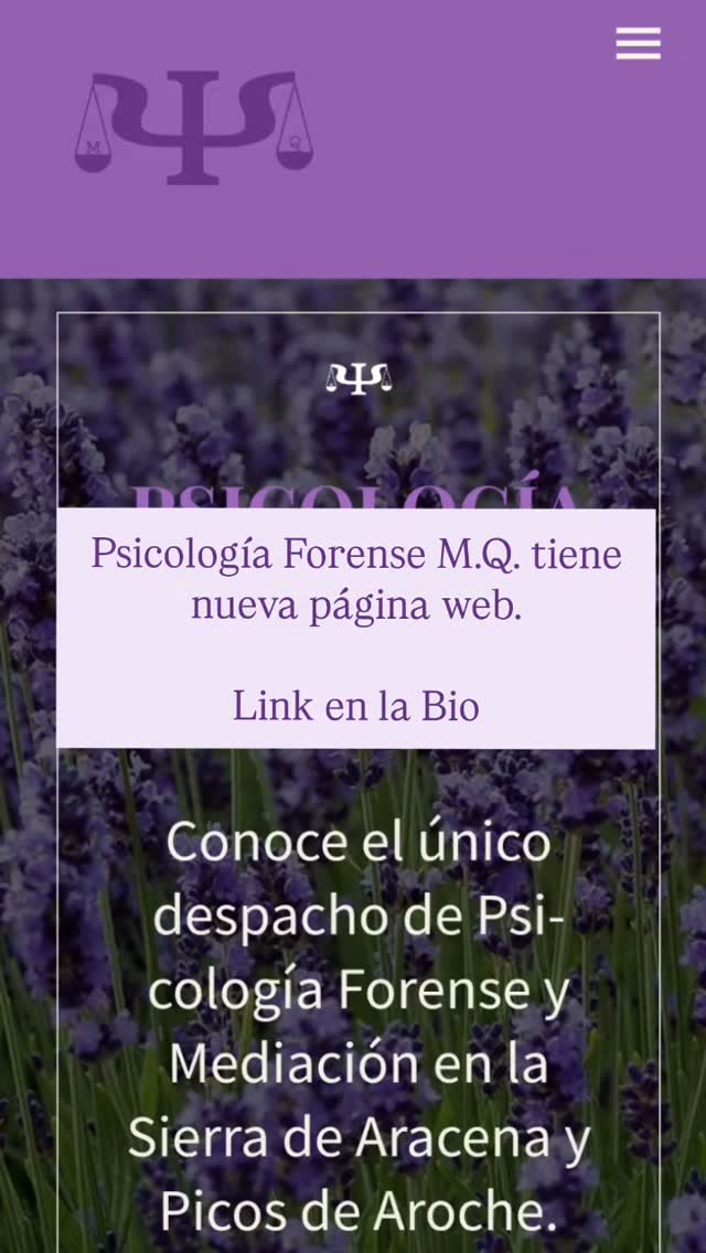 Psicología Forense M.Q. ya tiene su propio dominio y una nueva web. Podéis verlo desde el enlace que hay en la Bio del perfil.
Seguimos creciendo, generando nuevas colaboraciones y trabajando desde nuevos sitios.
Muy pronto presentaremos a nuestros colaboradores.
Feliz lunes y que sea leve la semana 💜