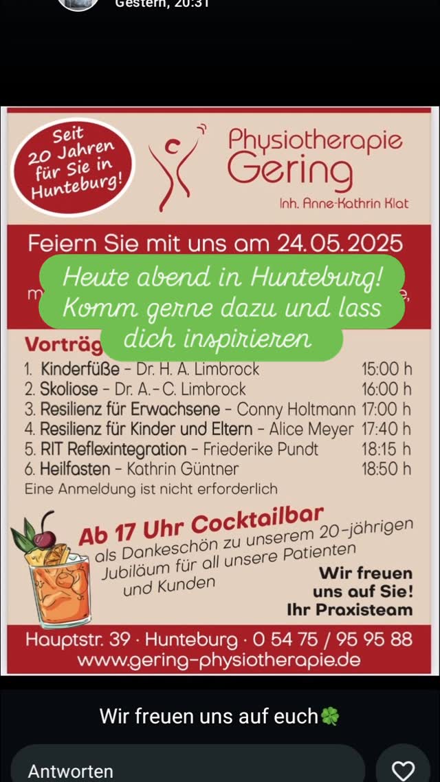 Anna feiert Jubiläum 🎉 komm dazu und höre dir spannend Vorträge zum Thema Gesundheit und Entwickelung an😃#reflexintegration #freude #entwicklung #konzentrationsübung #vorschulkind #familie#rockitkids
